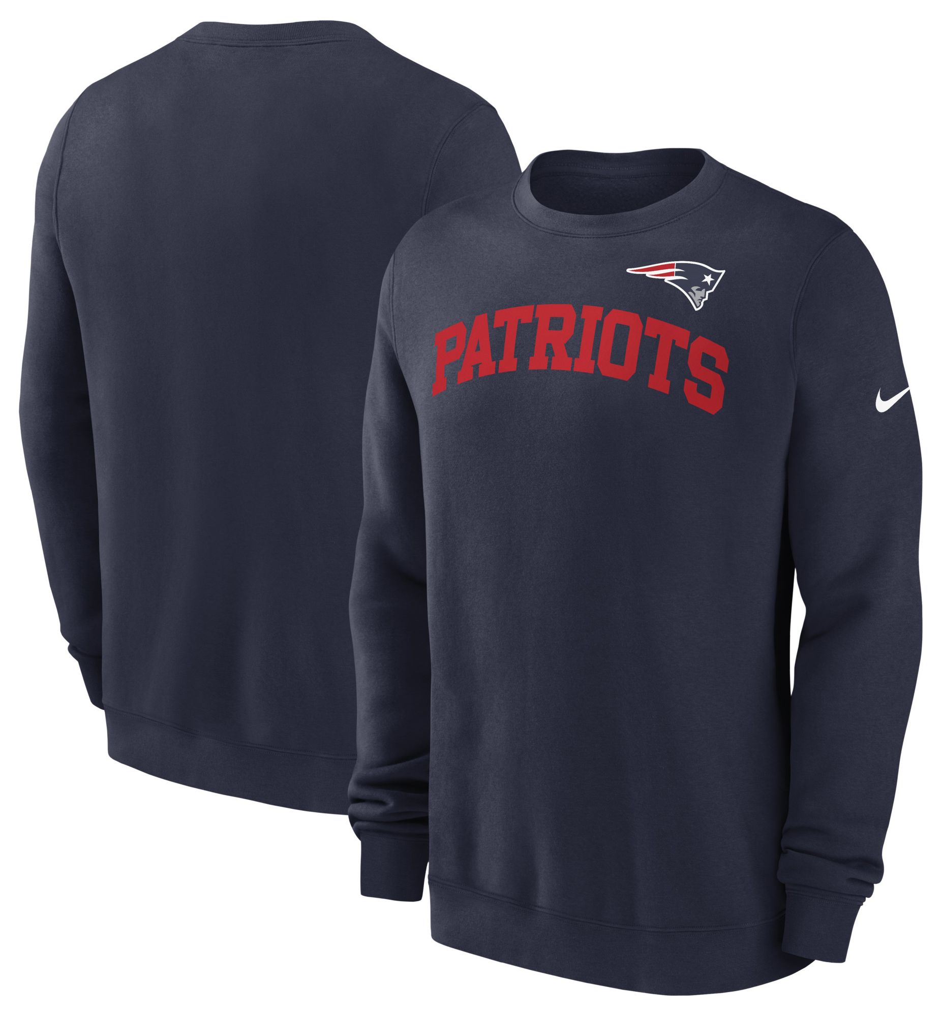 Nike Men's New England Patriots Sideline Club College Navy Long Sleeve Crew Sweatshirt product image
