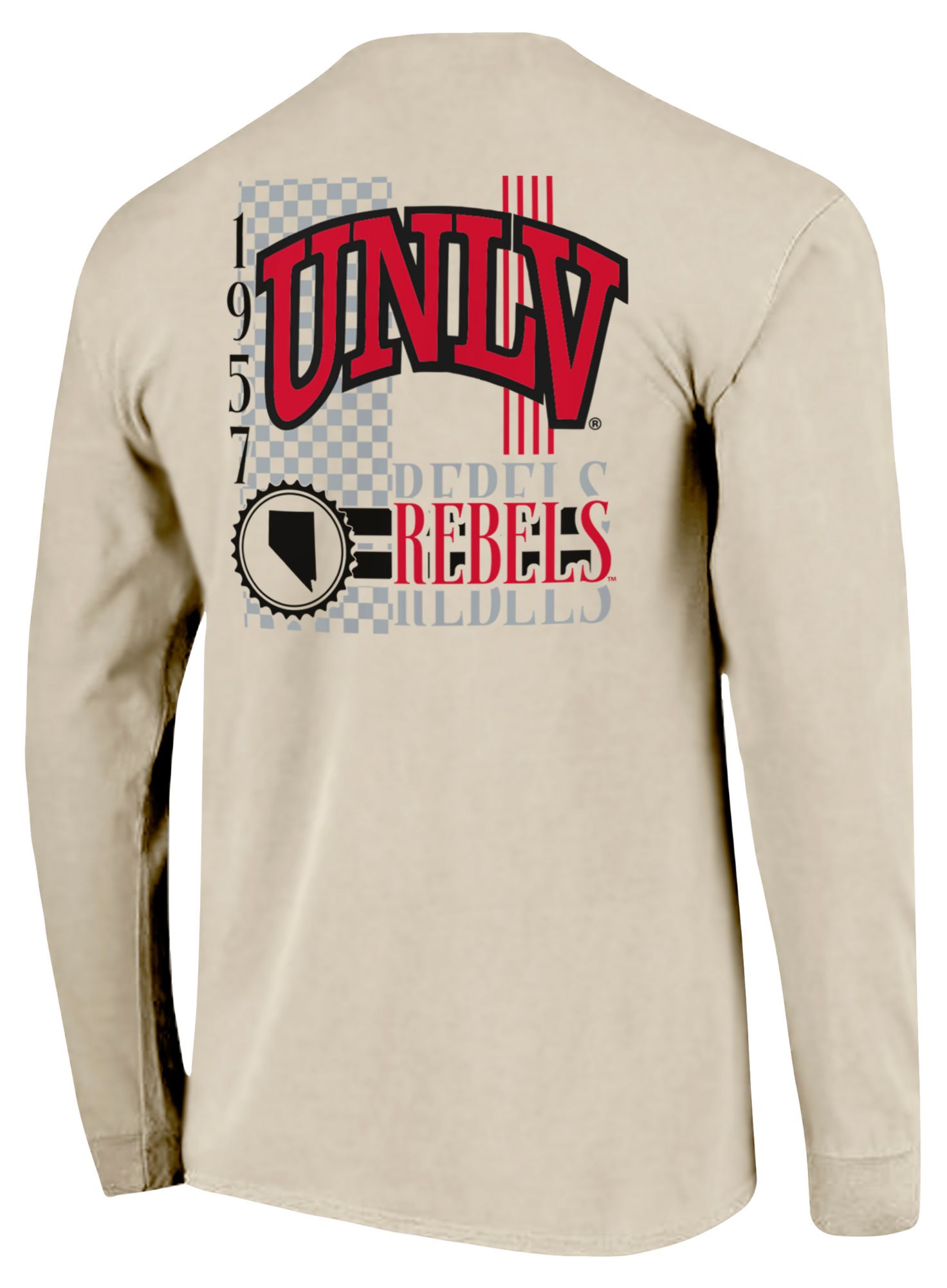 Image One Men's UNLV Rebels Ivory IV 90s Print Long Sleeve T-Shirt product image