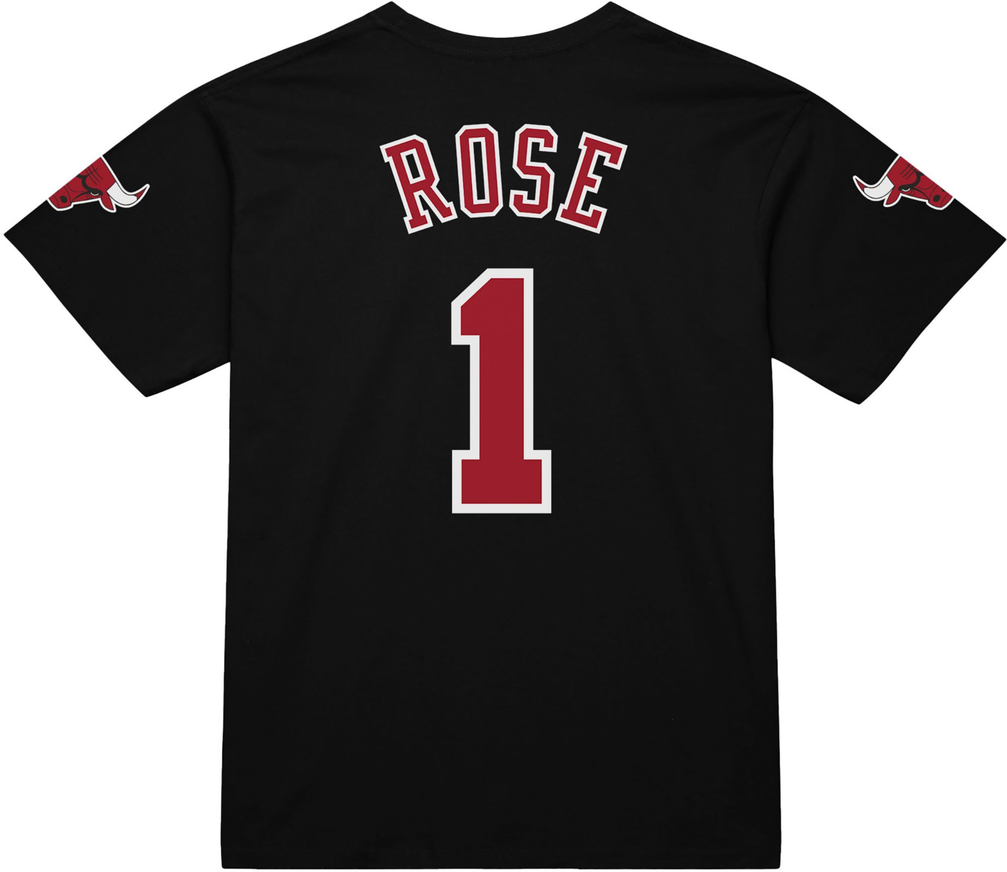Mitchell & Ness Adult Chicago Bulls Derrick Rose #1 Black Hardwood Classics T-Shirt product image