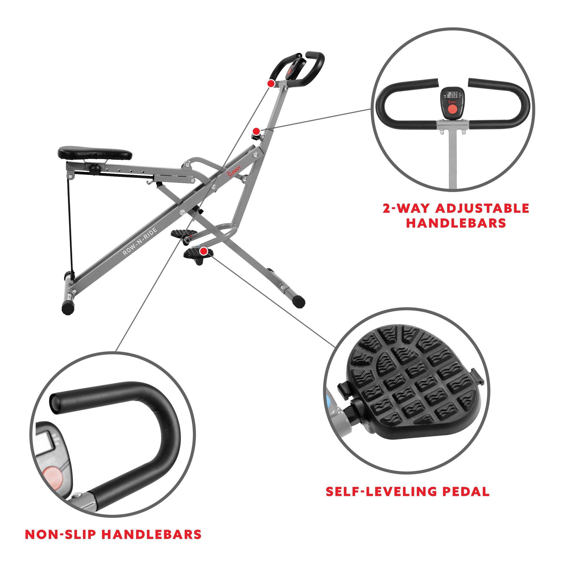 Sunny Health & Fitness Upright Row-N-Ride With Adjustable Squat Motion product image