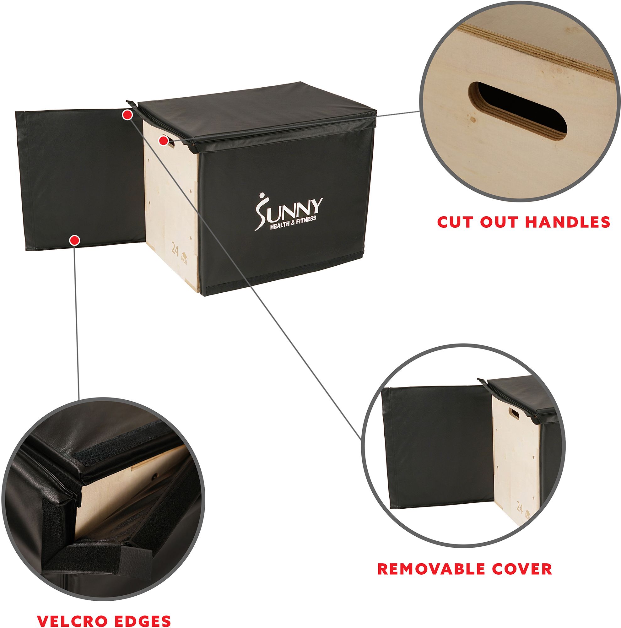 Sunny Health & Fitness Wood Plyo Box with Cover product image