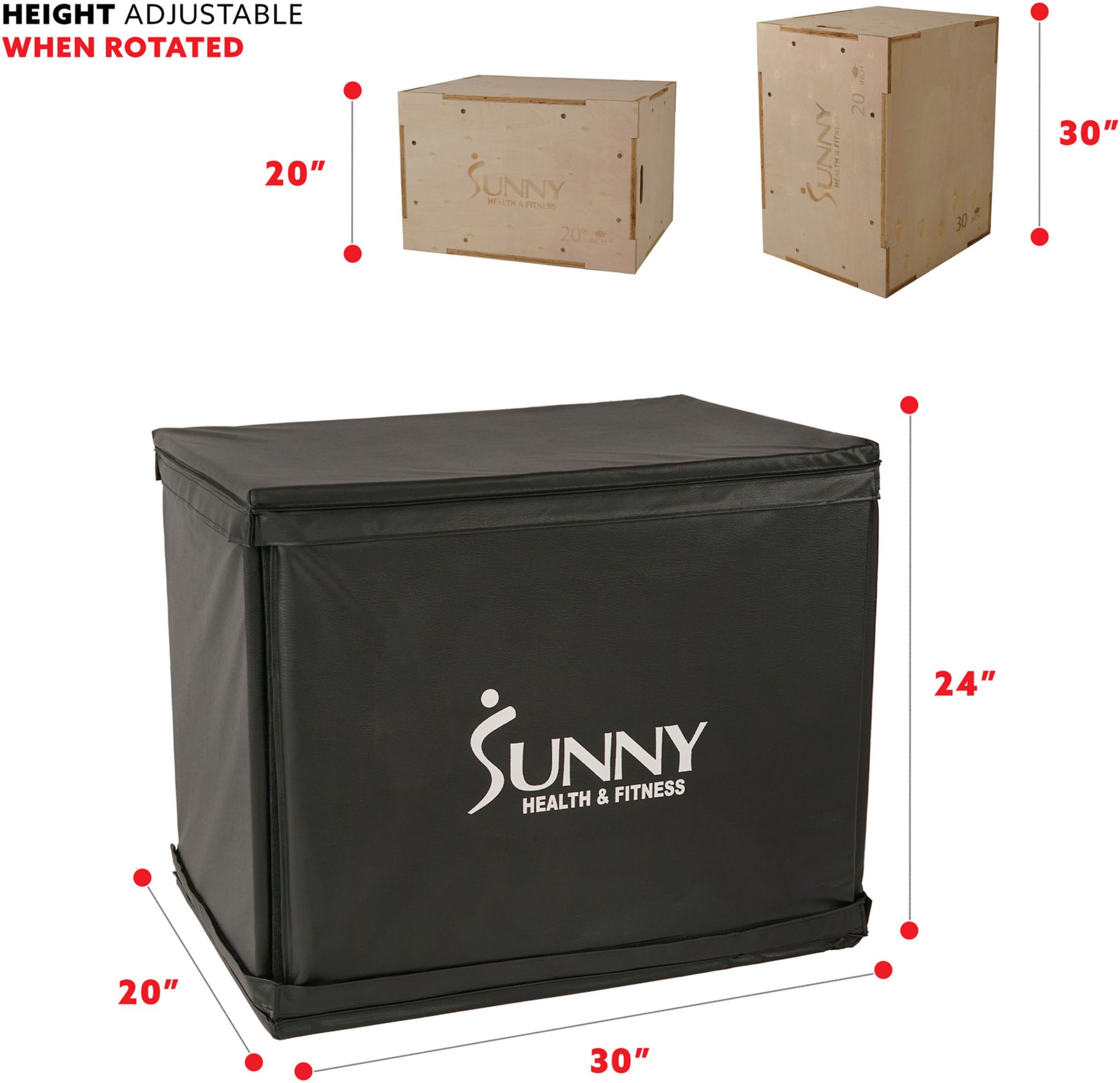 Sunny Health & Fitness Wood Plyo Box with Cover product image