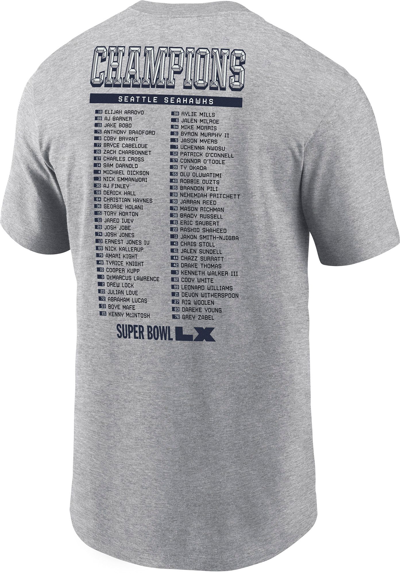 Nike Men's 2025-26 Super Bowl LX Champions Seattle Seahawks Roster T-Shirt product image