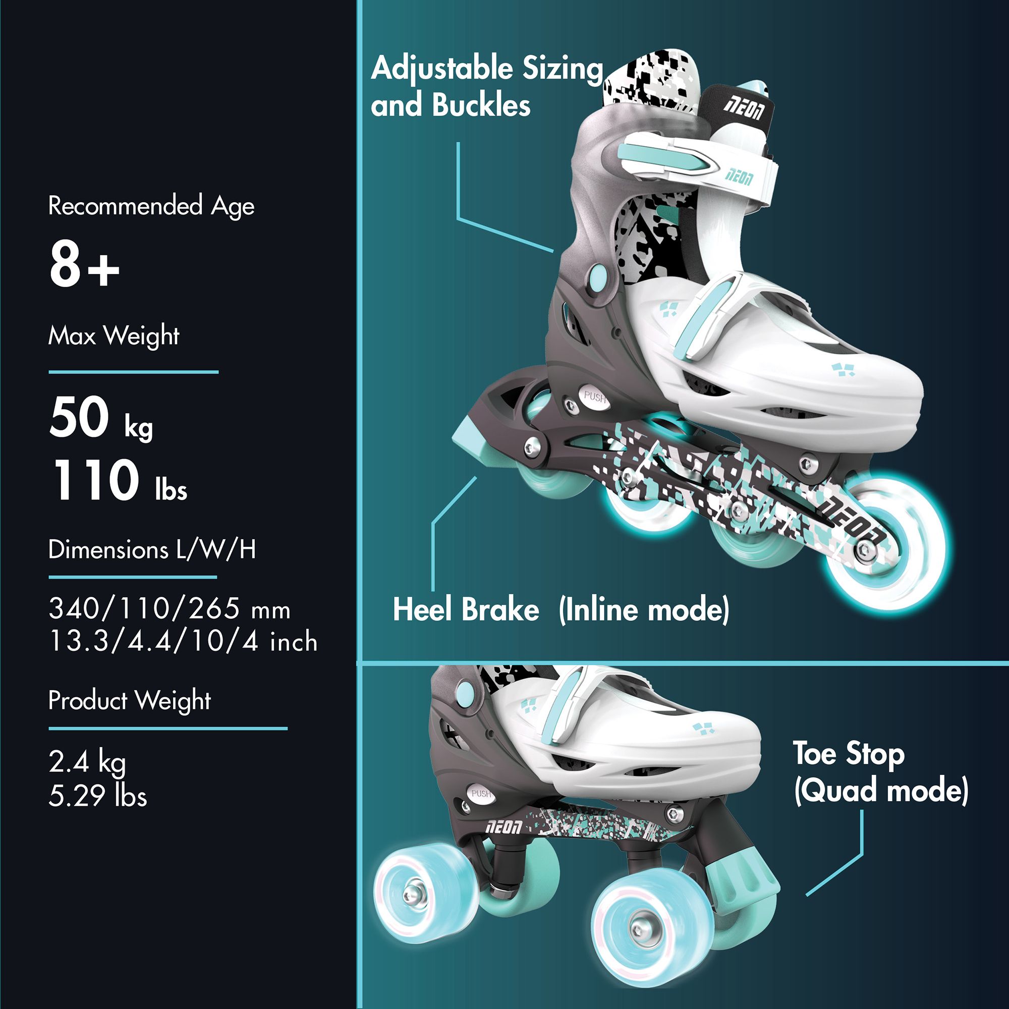 Yvolution Kids' Combo 2-in-1 Skates