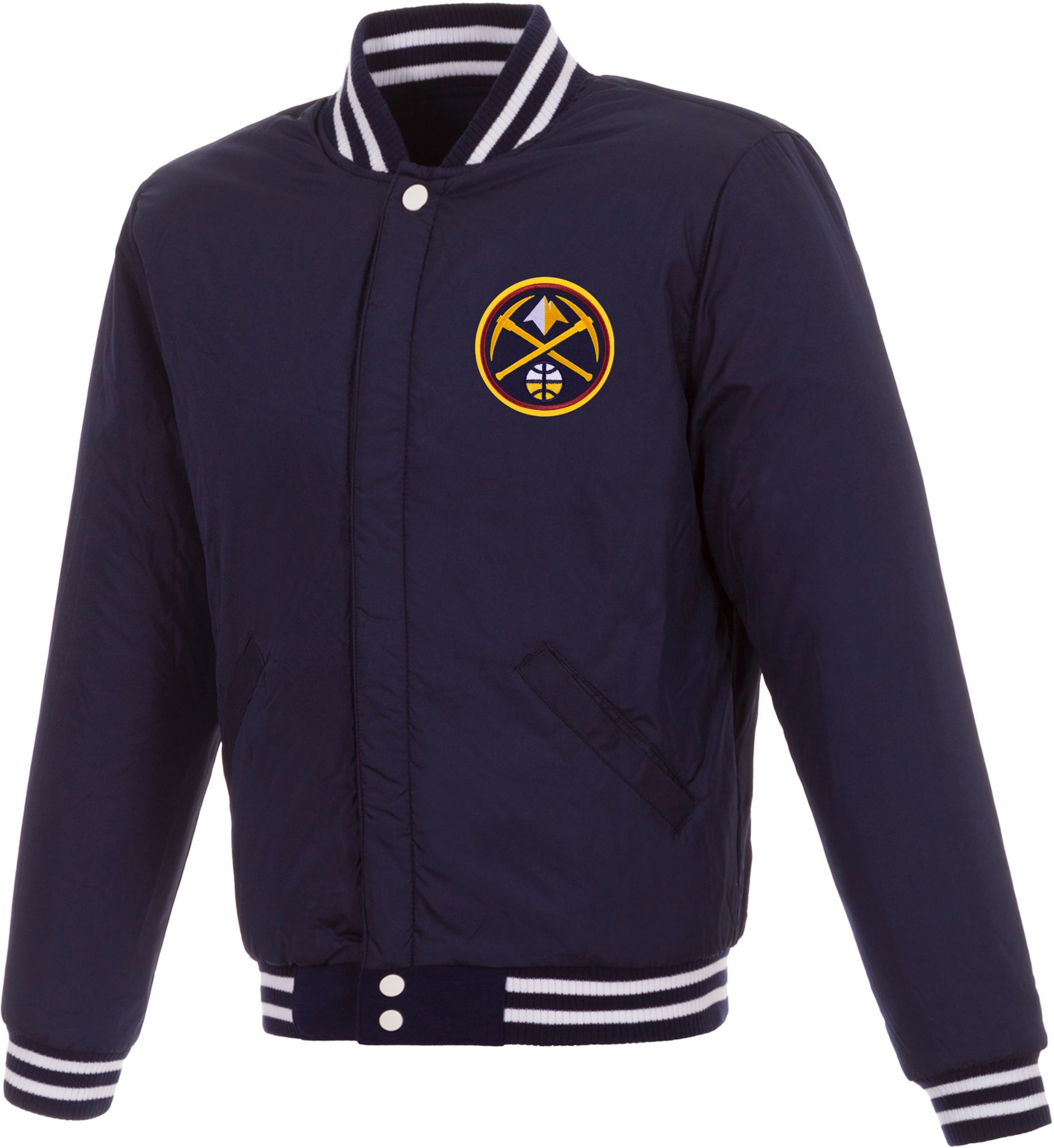 JH Design Men's Denver Nuggets Navy Varsity Jacket