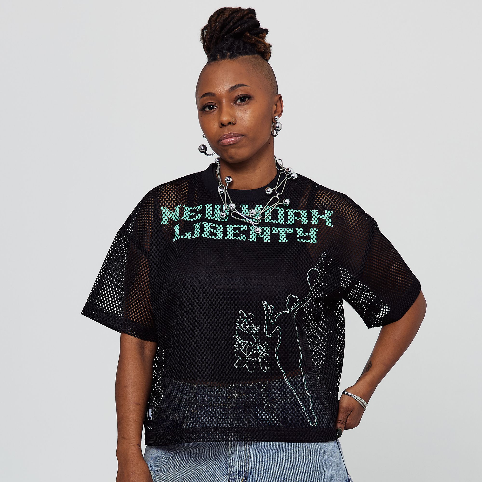 round21 Adult New York Liberty Black Sporty Mesh Top product image