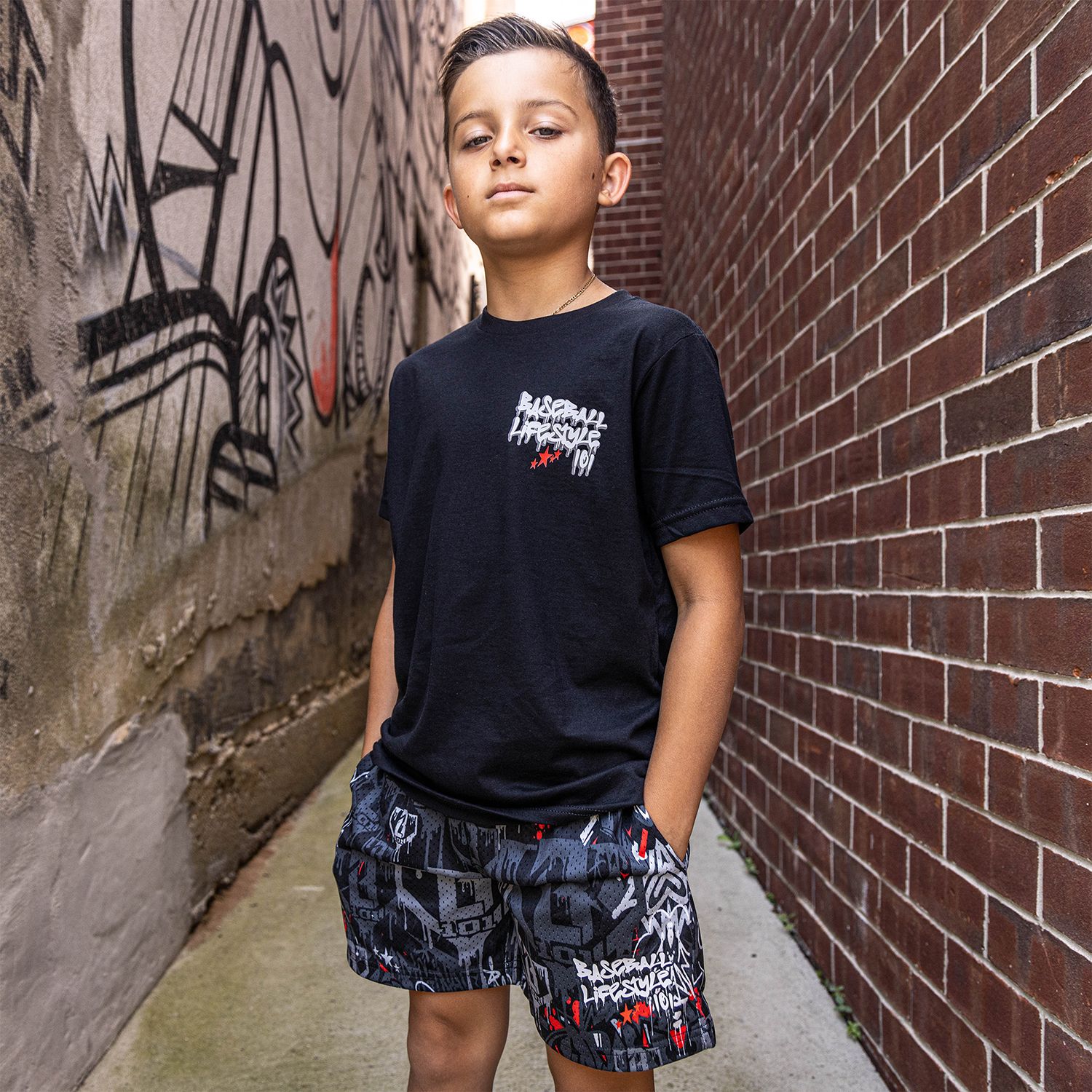 Baseball Lifestyle 101 Boys' 5” Graffiti Crown Shorts product image