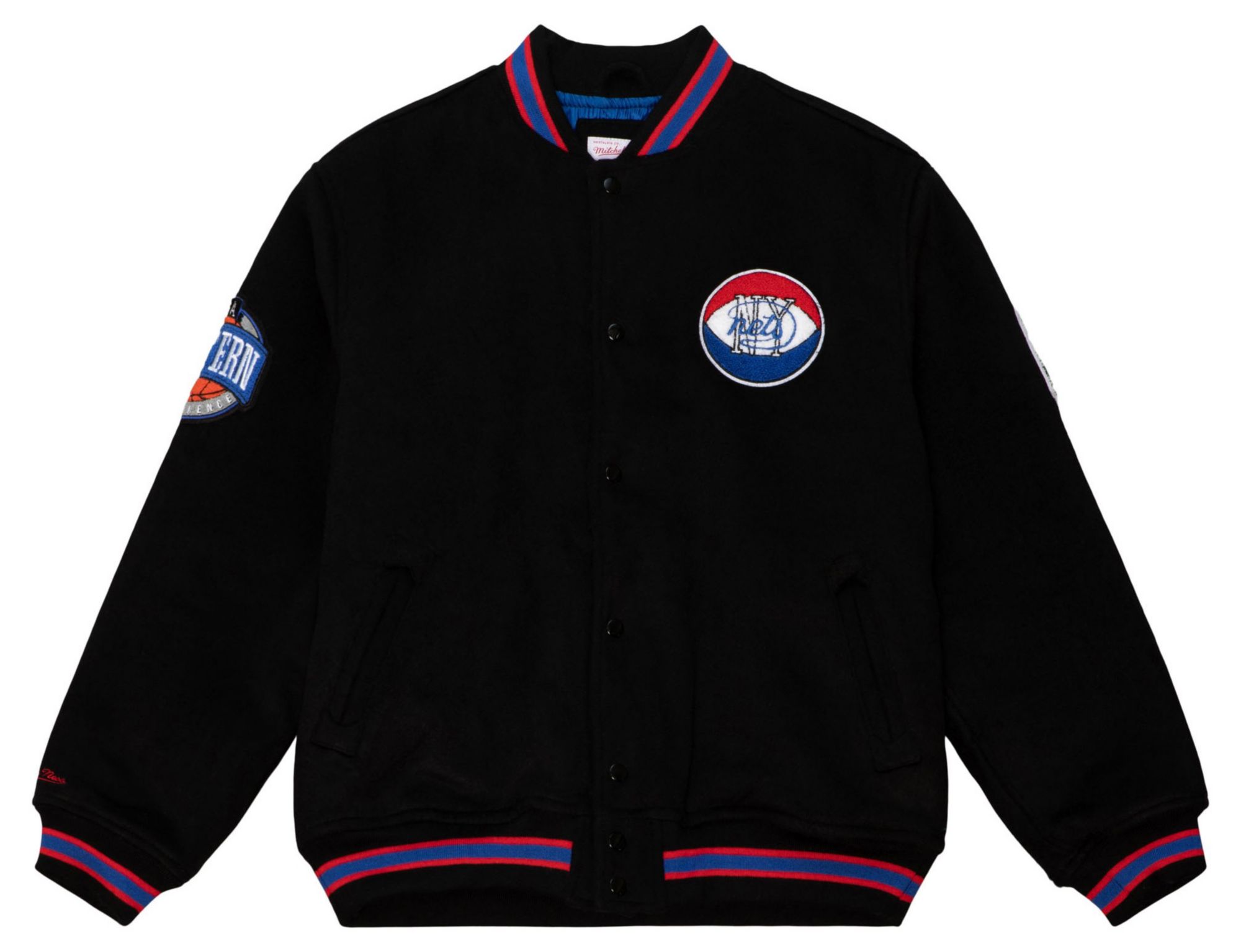 Mitchell & Ness Men's Brooklyn Nets Black Retro Logo HWC Varsity Jacket product image