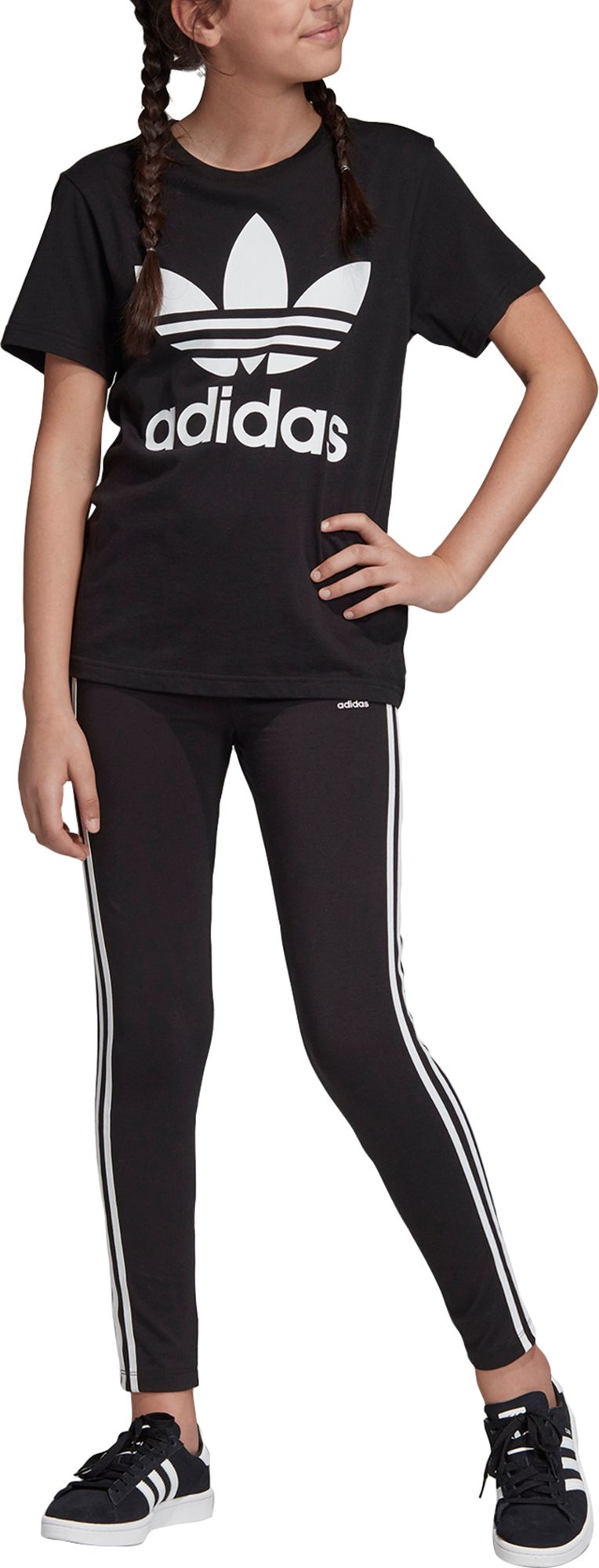 girls adidas three stripe leggings