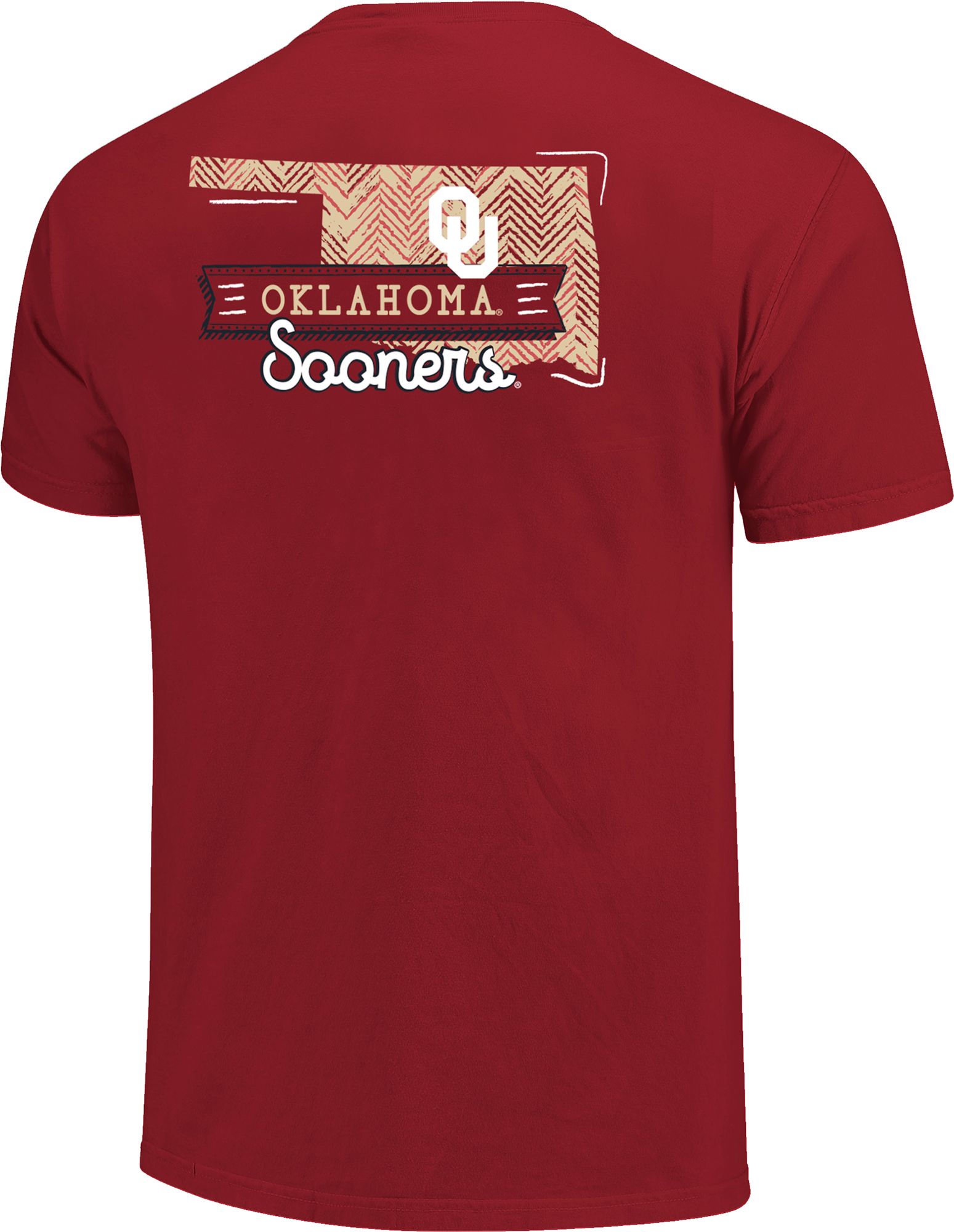 Image One Adult Oklahoma Sooners Crimson Sketch Banner T-Shirt product image