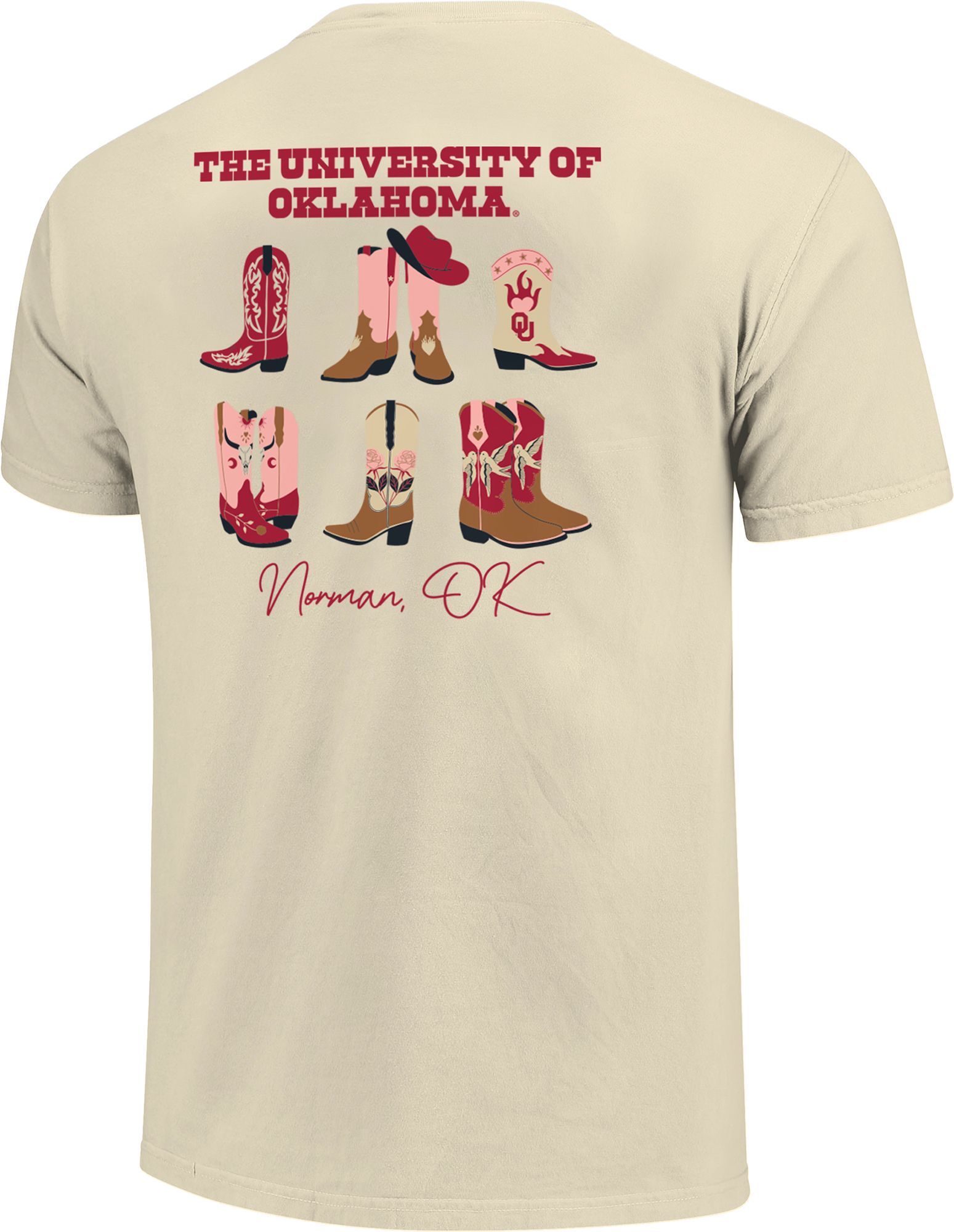 Image One Women's Oklahoma Sooners Ivory Howdy Boot T-Shirt product image