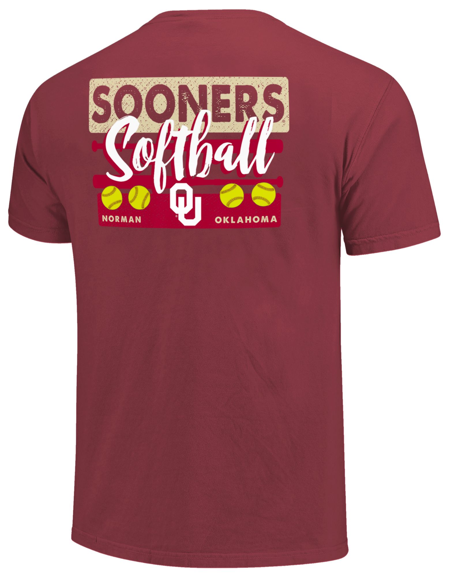 Image One Women's Oklahoma Sooners Crimson Gritty Softball Bats T-Shirt product image