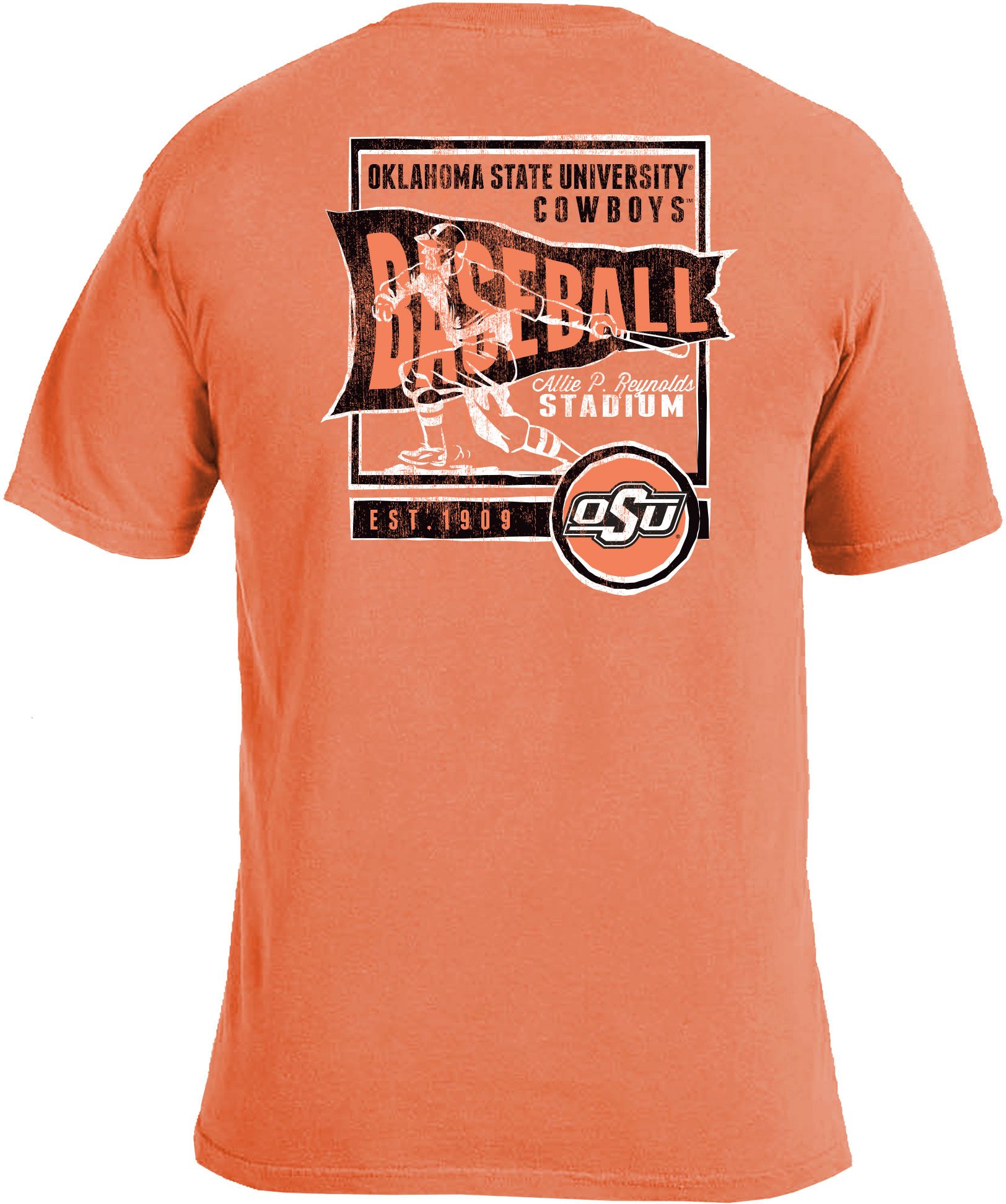 Image One Men's Oklahoma State Cowboys Orange Baseball Flag T-Shirt