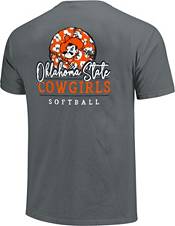Image One Women's Oklahoma State Cowboys Grey Pattern Script Softball T-Shirt product image