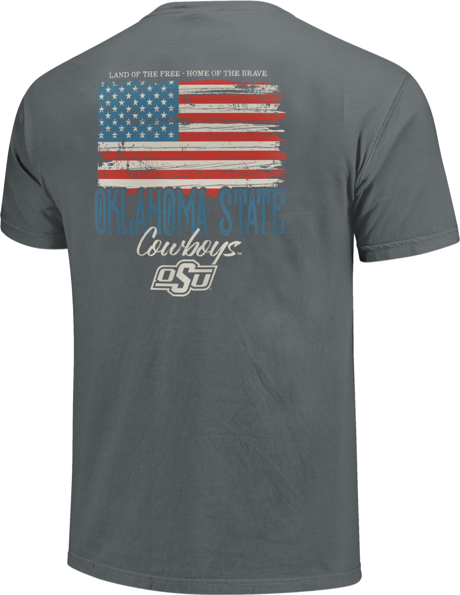 Image One Men's Oklahoma State Cowboys Grey Worn Flag T-Shirt product image