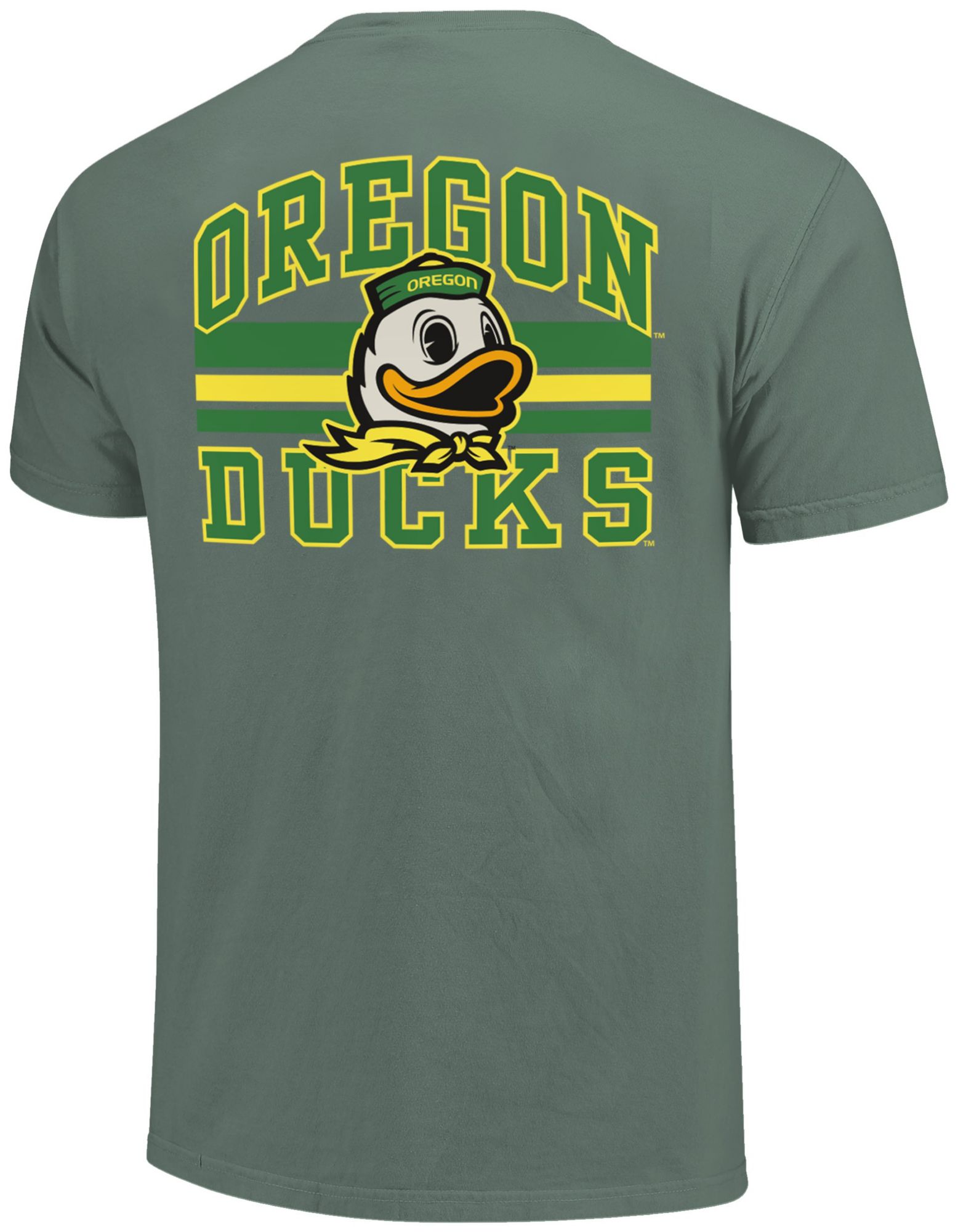 Image One Men's Oregon Ducks Light Green Mascot Arched Short Sleeve T-Shirt product image