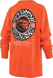 Pressbox Women's Oregon State Beavers Orange Leopard Long Sleeve T-Shirt product image