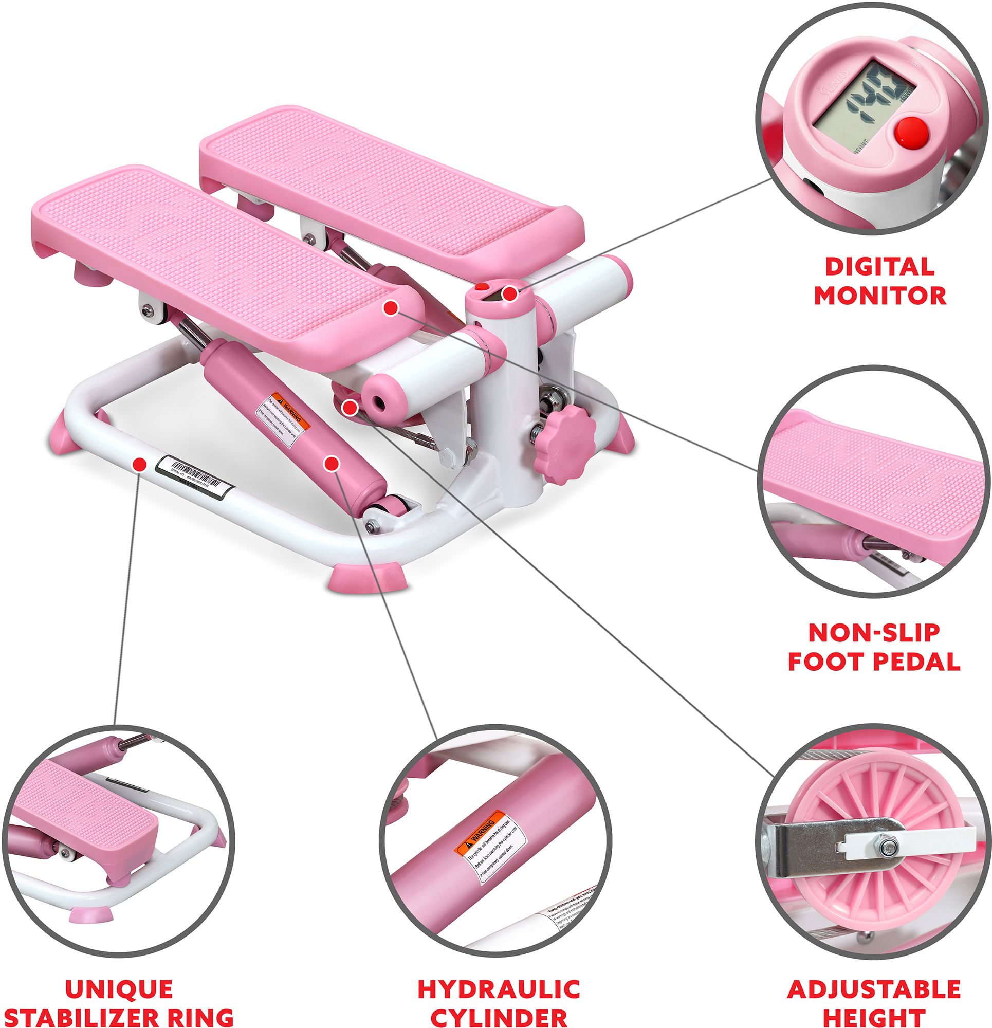 Sunny Health & Fitness Total Body Pink Step Machine product image