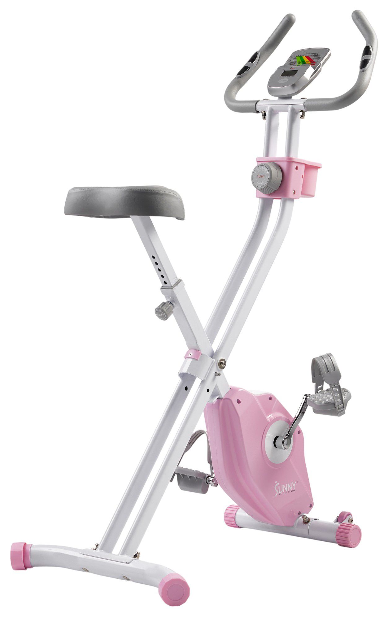 Sunny Health & Fitness Pink Foldable Magnetic Exercise X-Bike product image