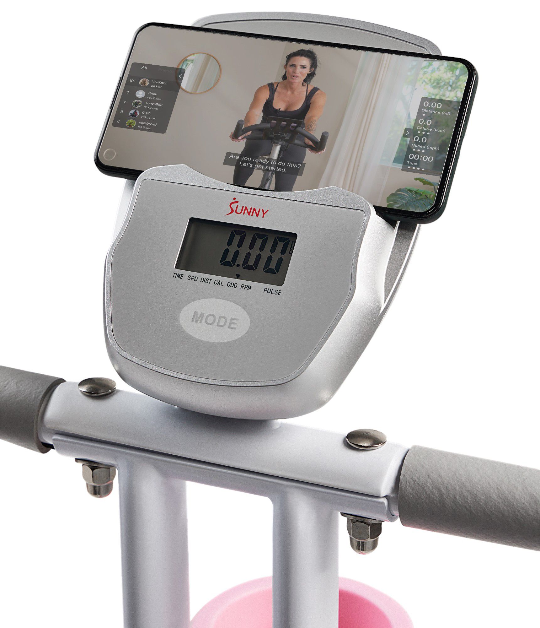 Sunny Health & Fitness Pink Foldable Magnetic Exercise X-Bike product image