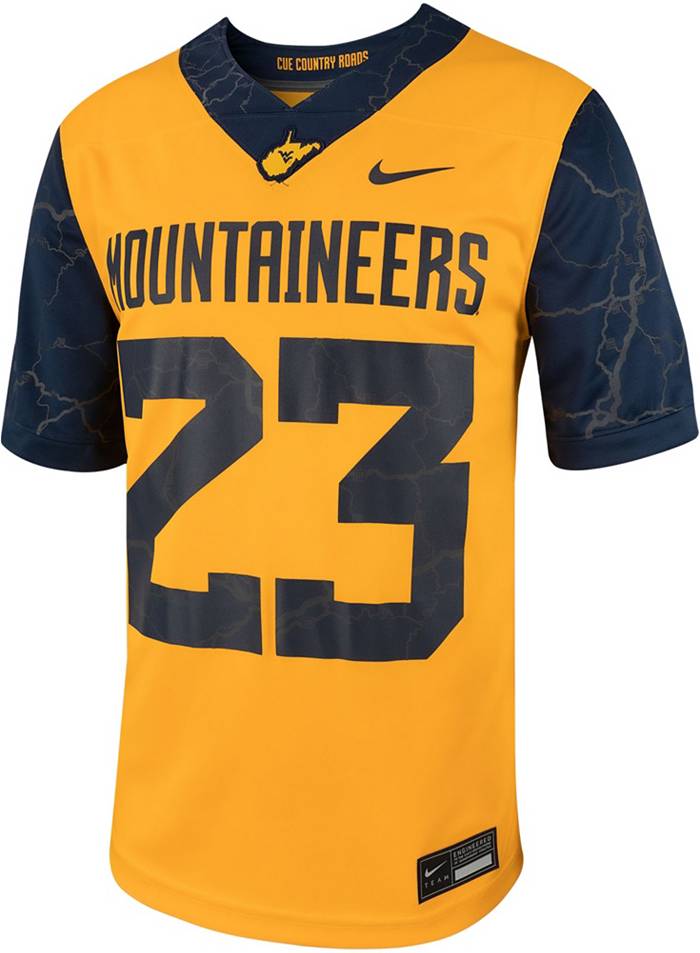 Nike Men's West Virginia Mountaineers #23 Country Roads Gold Replica  Alternate Football Jersey