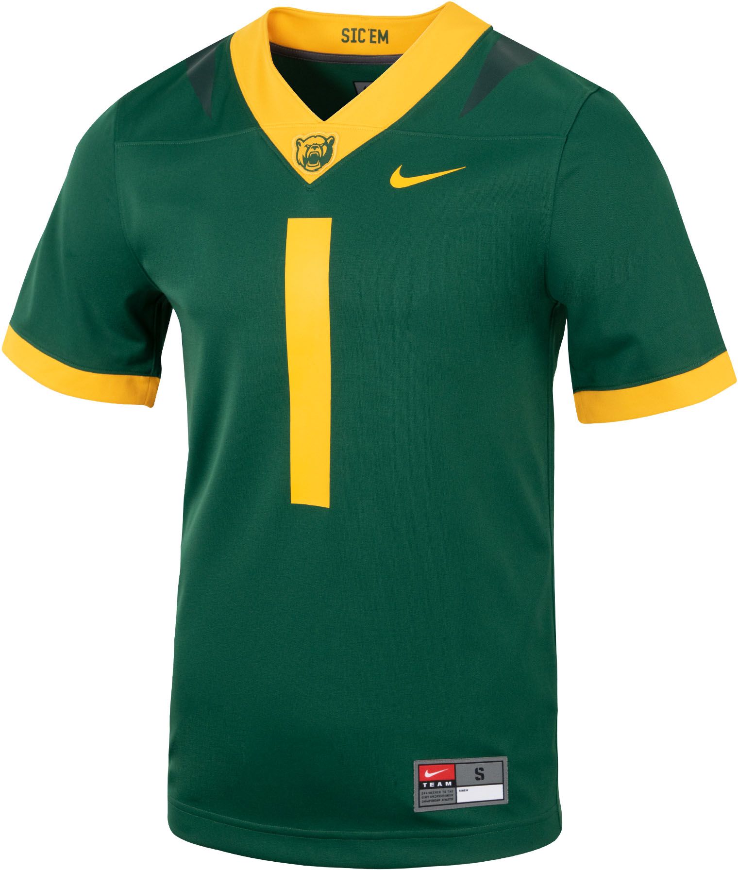 Nike Men's Baylor Bears #1 Green Untouchable Game Football Jersey product image