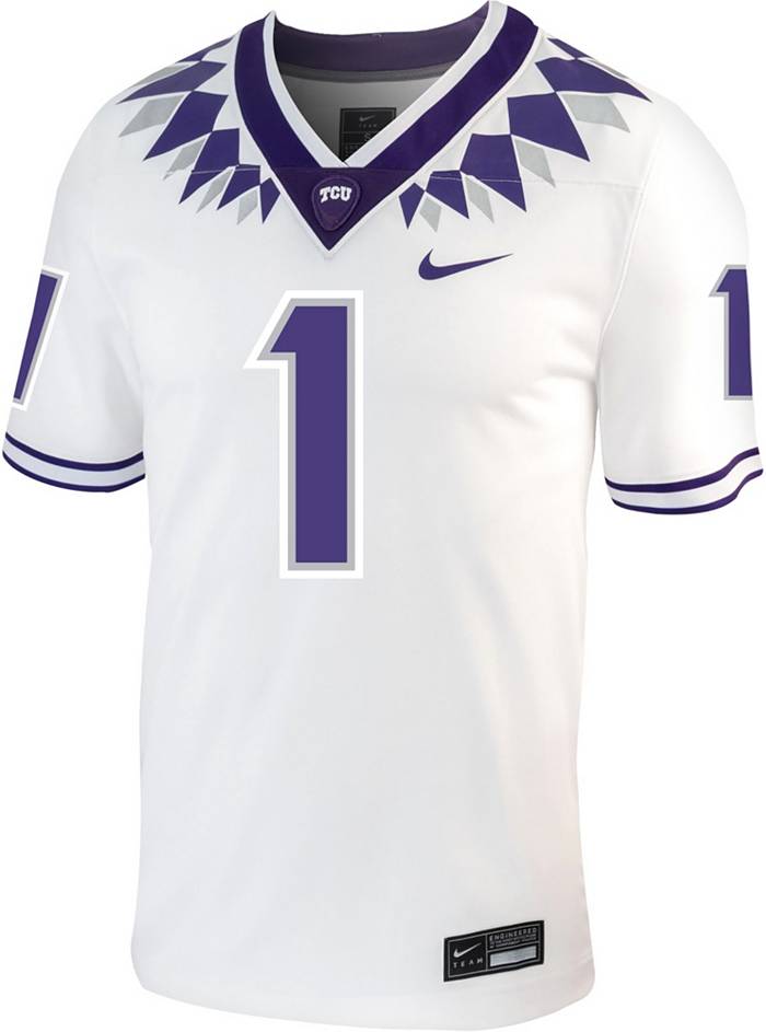 Nike Men's TCU Horned Frogs #1 White Replica Away Football Jersey