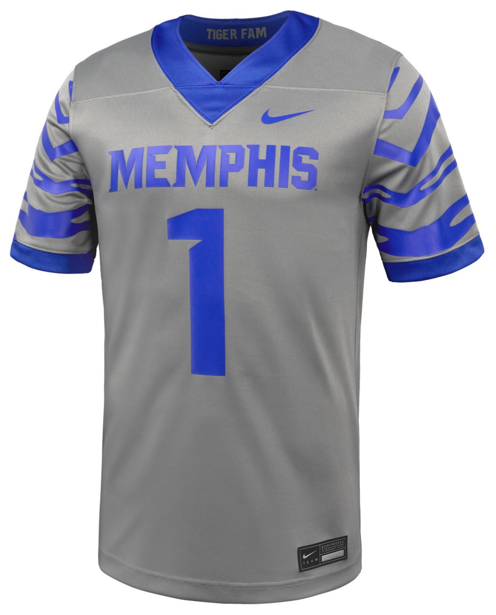 Nike Men's Memphis Tigers #1 Grey Replica Home Football Jersey product image