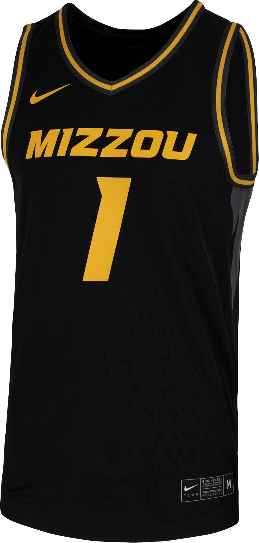 Nike Men's Missouri Tigers #1 Black Replica Basketball Jersey product image