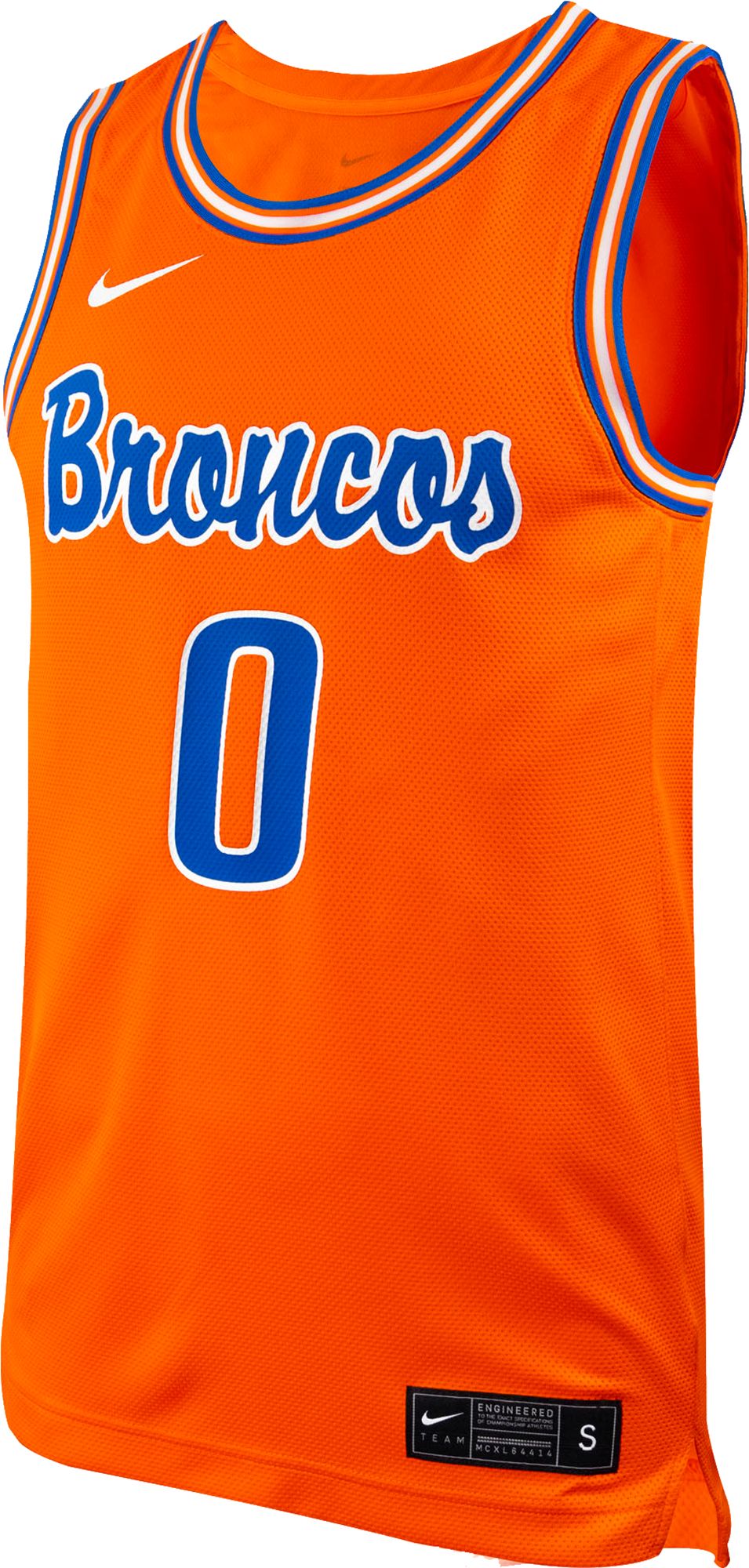 Nike Men's Boise State Broncos #0 Orange Replica Basketball Jersey