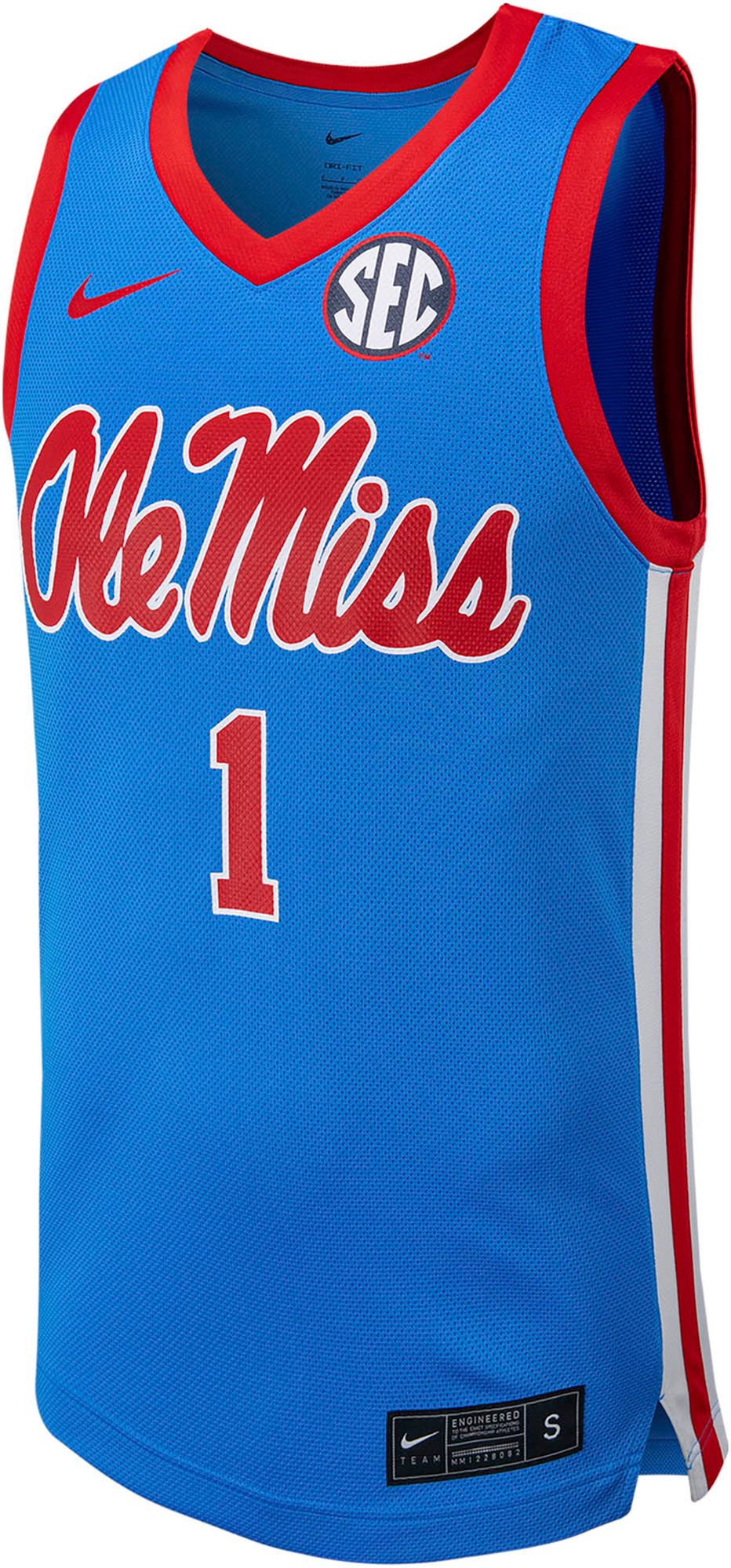 Nike Men's Ole Miss Rebels #1 Blue Replica Basketball Jersey