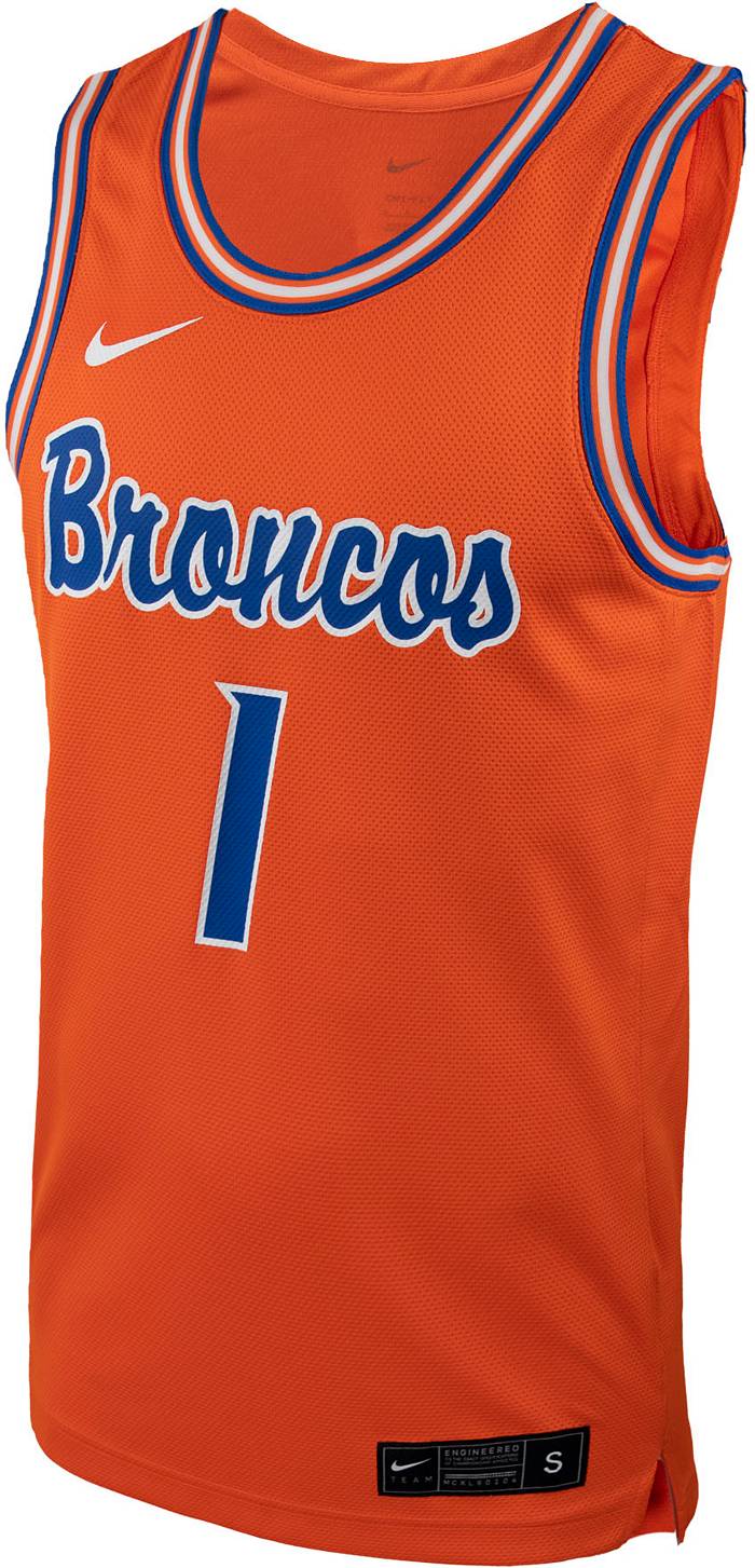 Men's Nike #1 Orange Boise State Broncos Retro Replica Basketball Jersey