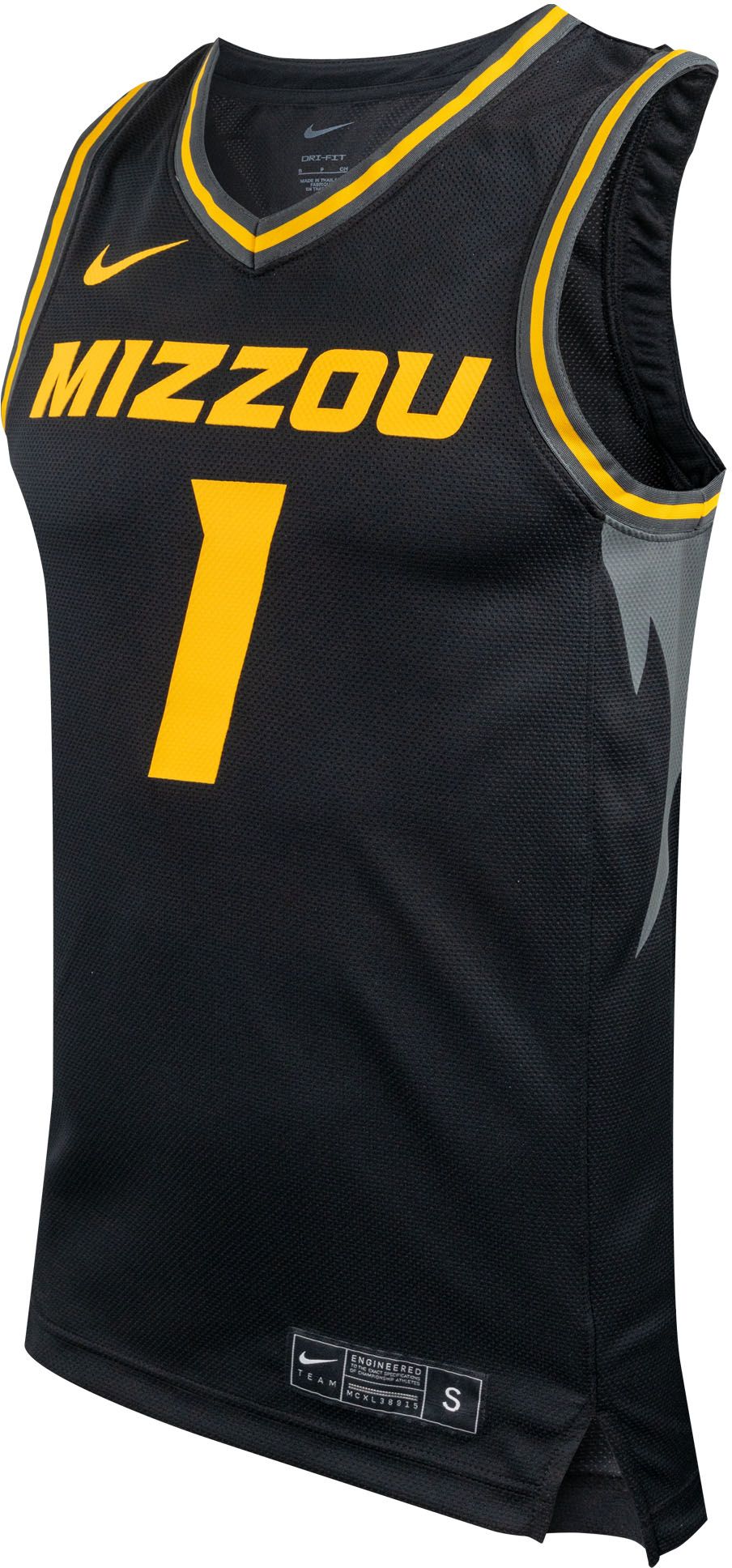 Nike Men's Missouri Tigers #1 Black Replica Basketball Jersey product image
