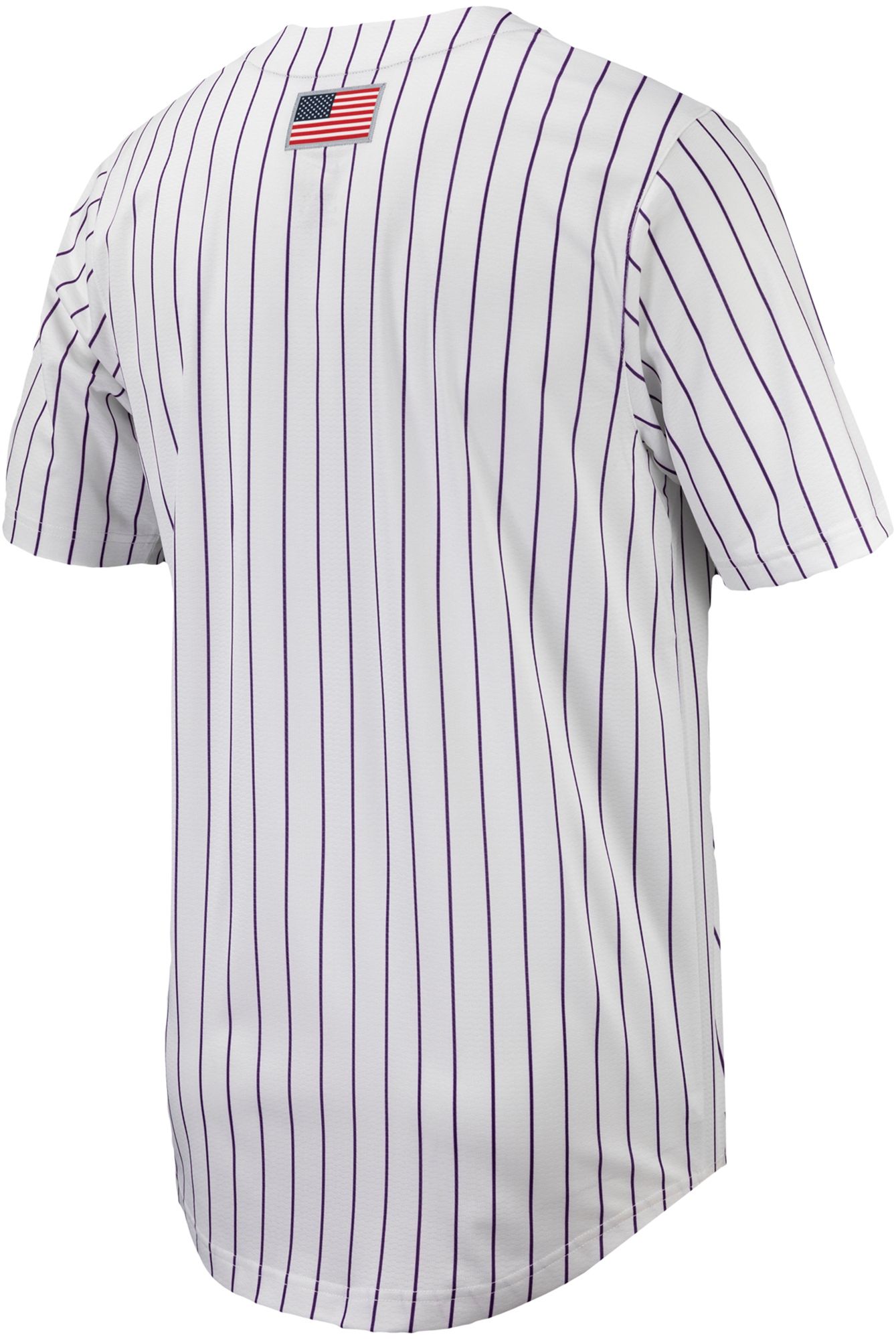 Nike Men's LSU Tigers White Pinstripe Full Button Replica Baseball Jersey