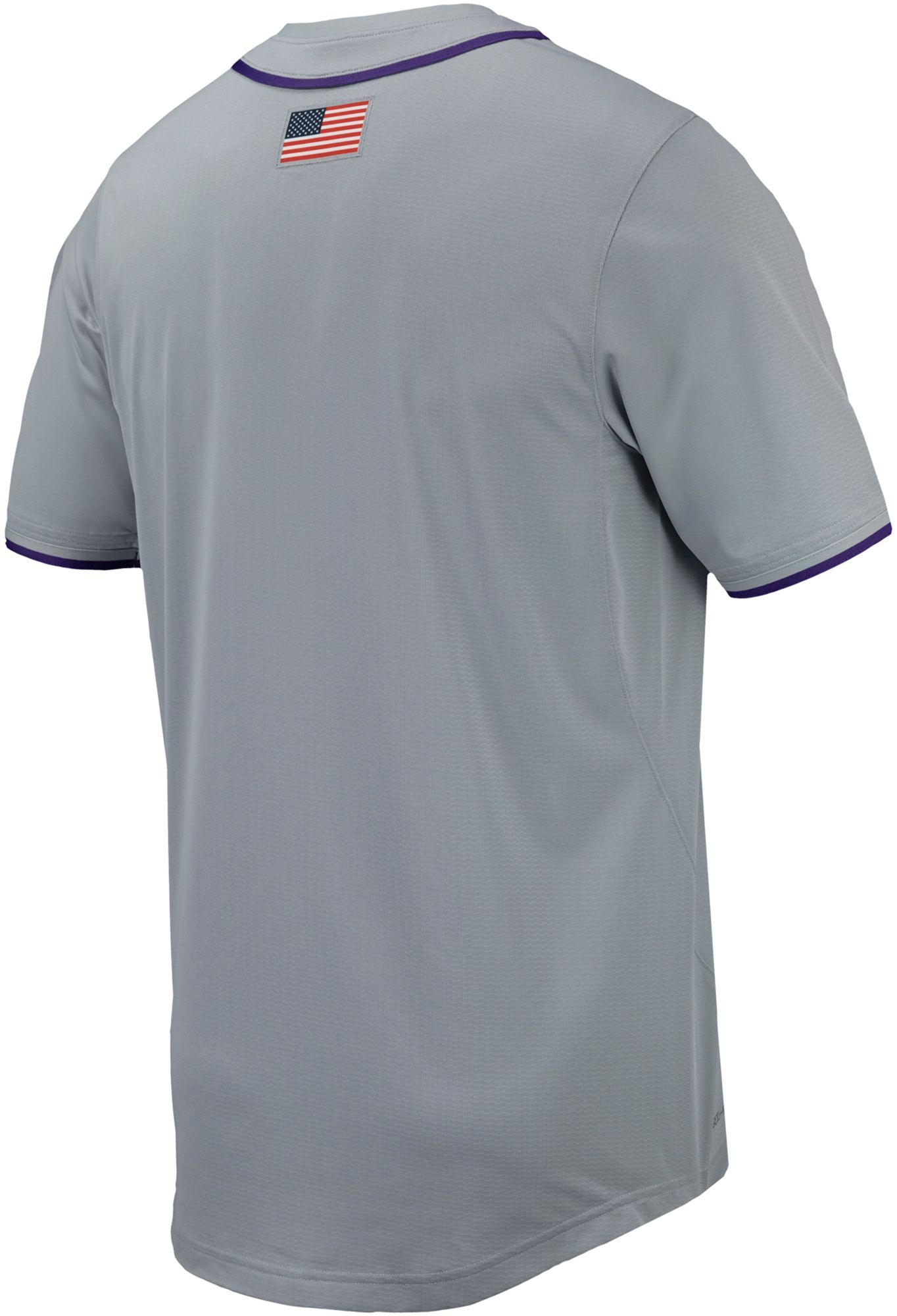 Nike Men's LSU Tigers Grey Full Button Replica Baseball Jersey