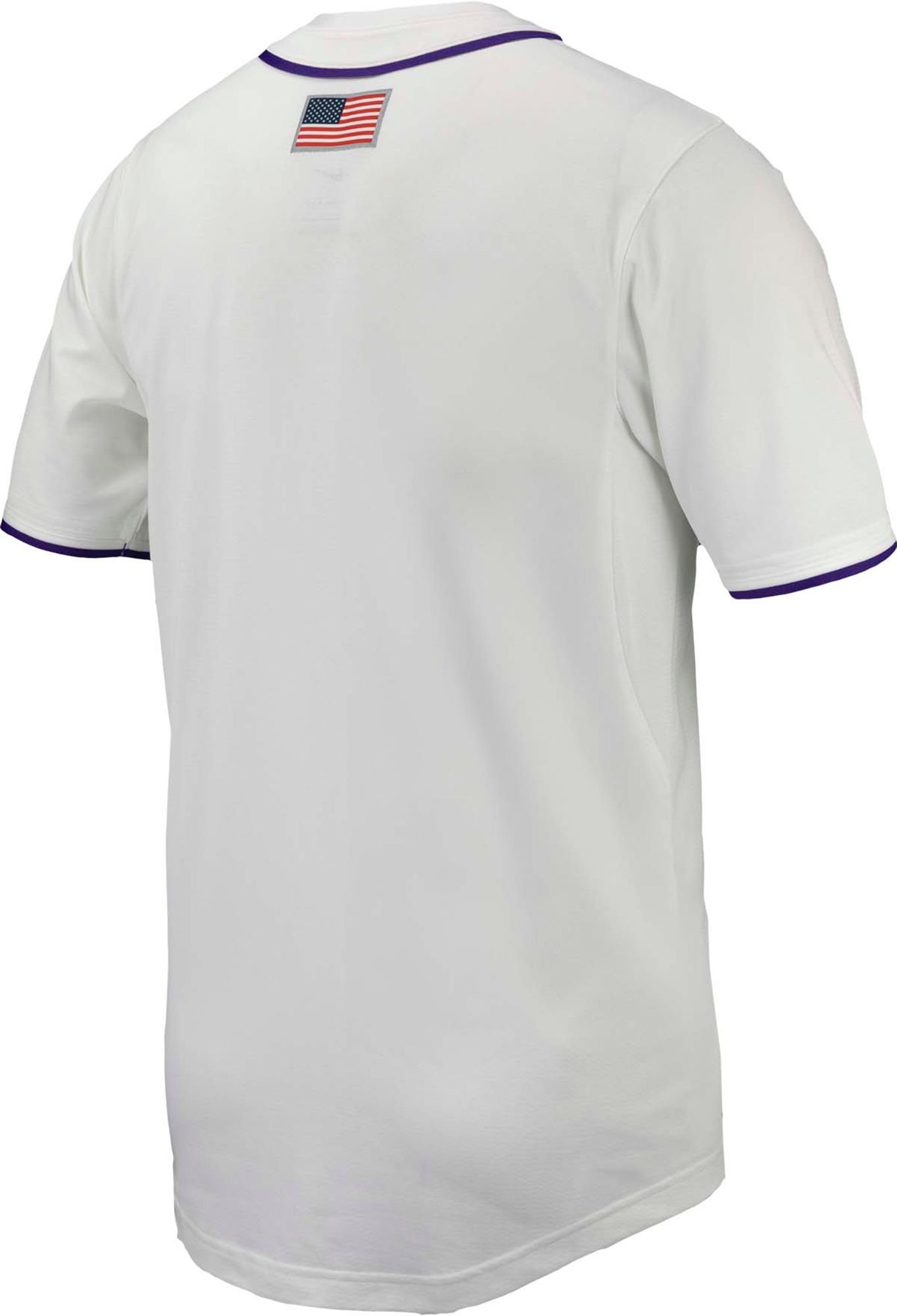 Nike Men's LSU Tigers Whtie Full Button Replica Baseball Jersey