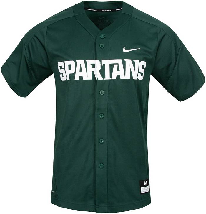 Men's Nike Green Michigan State Spartans Vapor Untouchable Elite Full-Button Replica Baseball Jersey, XL