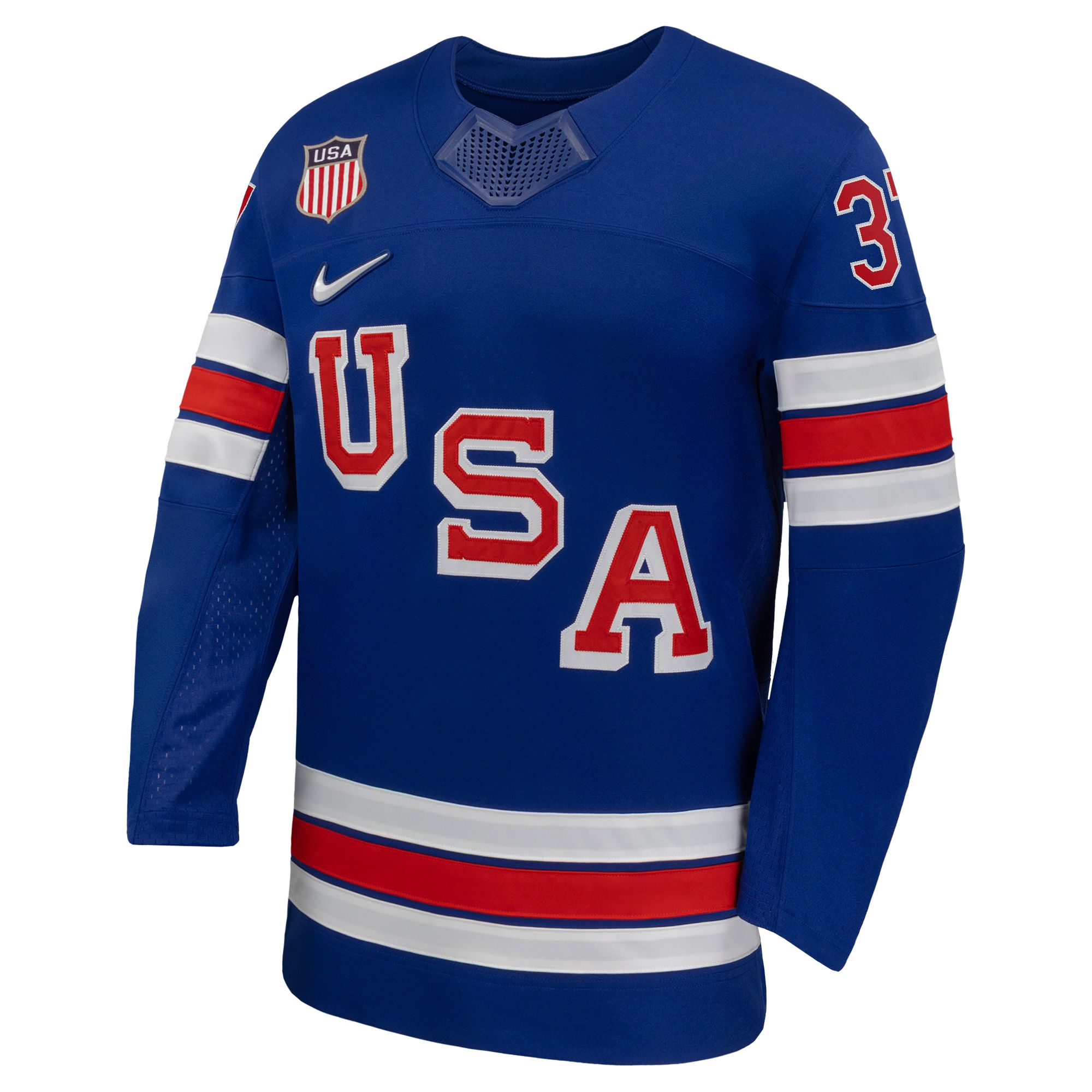 Nike Adult Team USA Blue Connor Hellebuyck #37 Replica Jersey product image