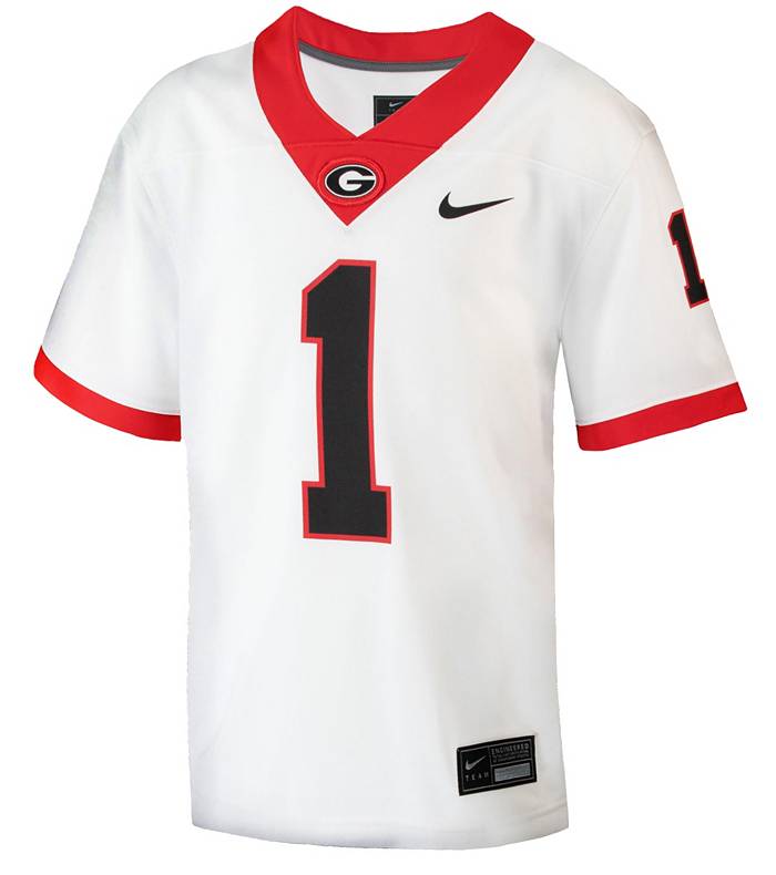Youth Nike #1 White Georgia Bulldogs 1st Armored Division Old Ironsides Untouchable Football Jersey Size: Small