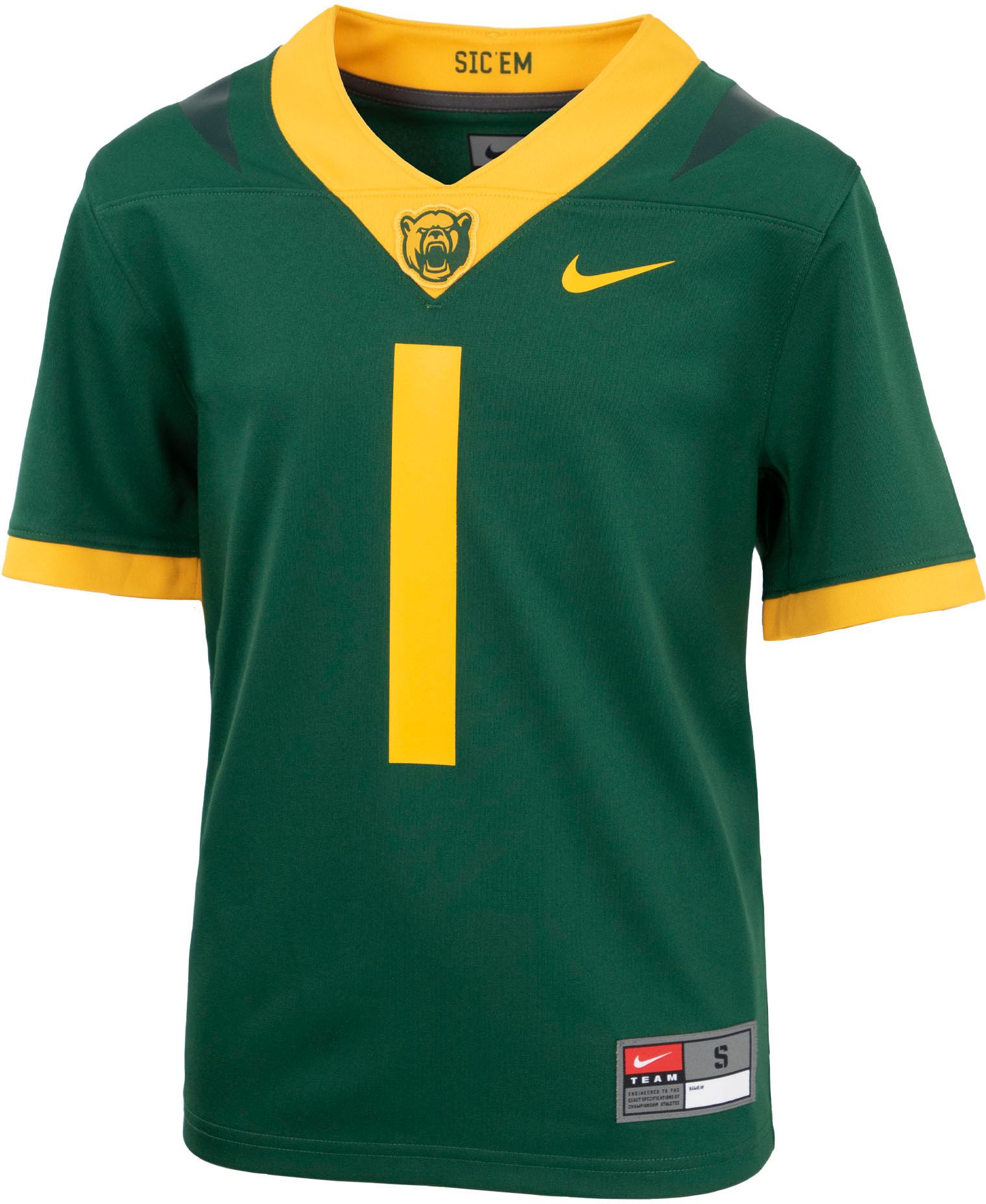 Nike Youth Baylor Bears #1 Green Untouchable Football Jersey product image