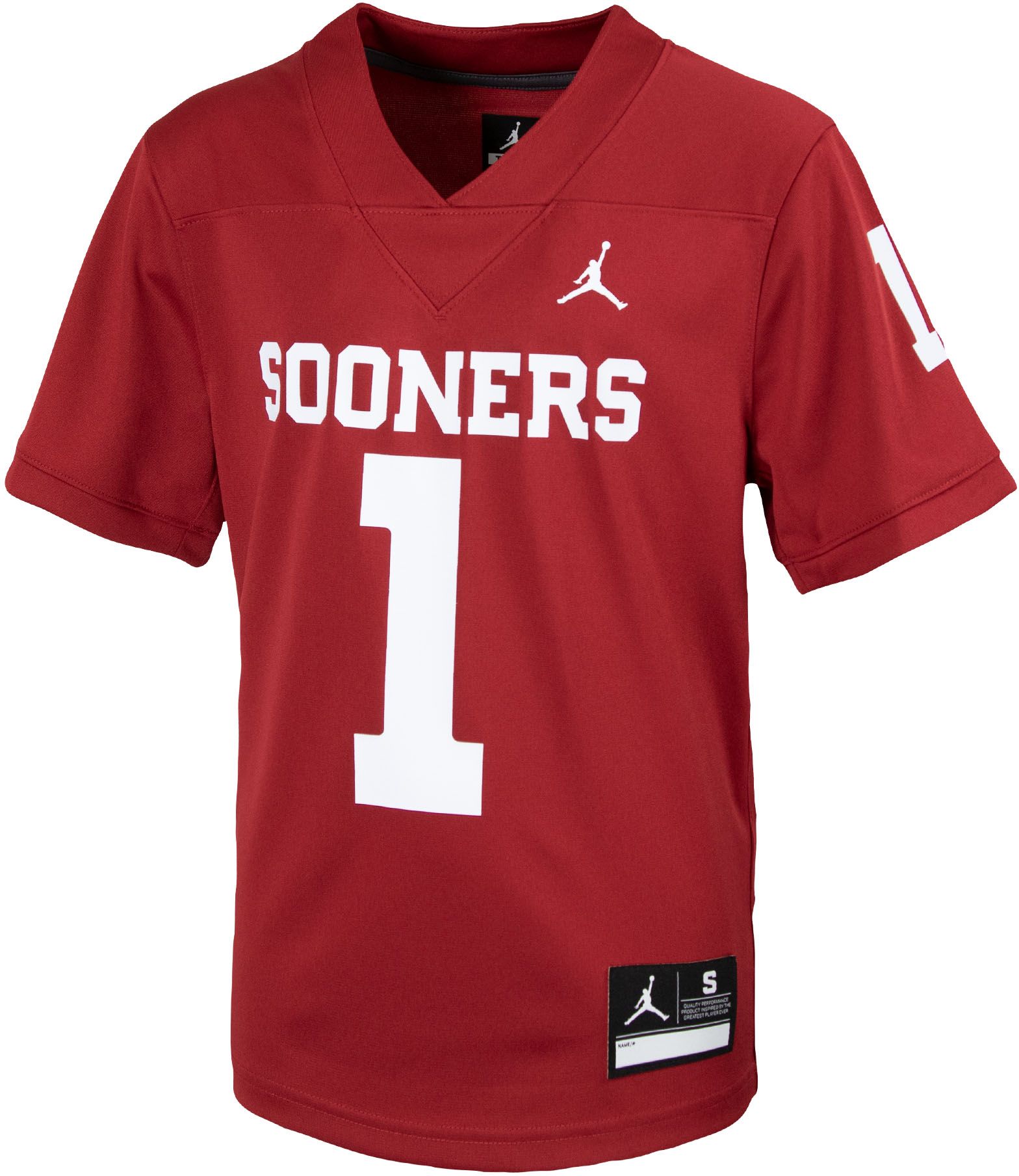 Jordan Youth Oklahoma Sooners #1 Crimson Untouchable Game Football Jersey product image