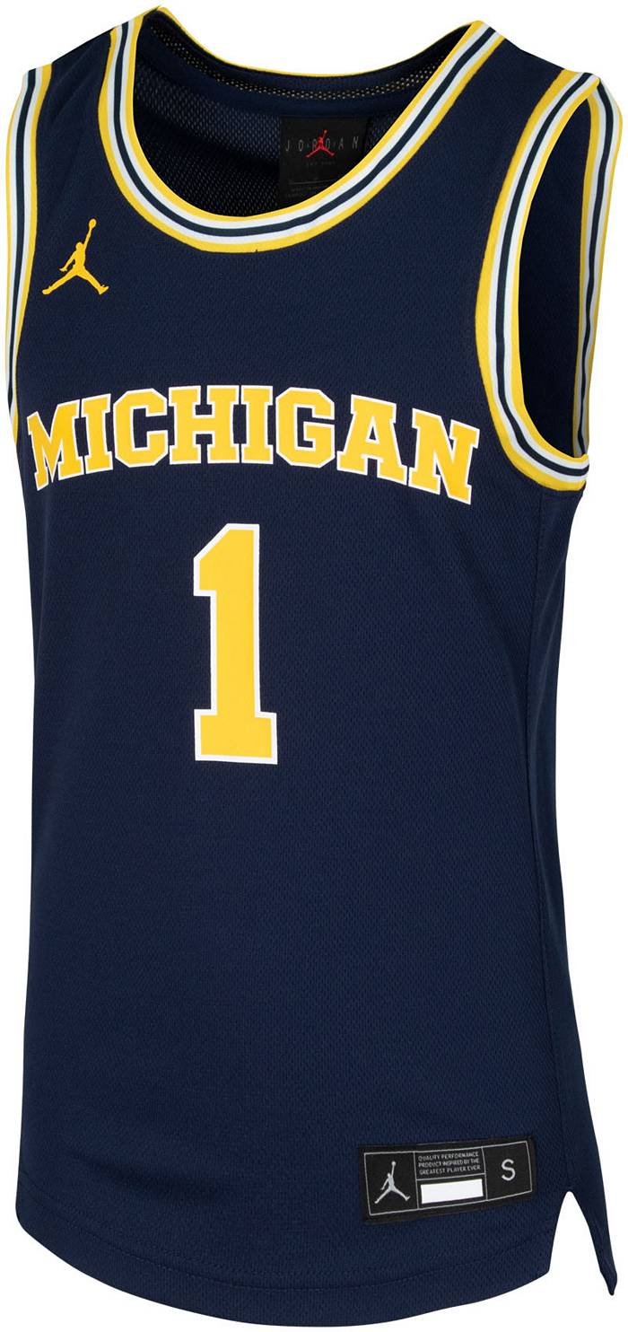 Jordan University of Michigan Basketball Yellow Replica #1 Jersey