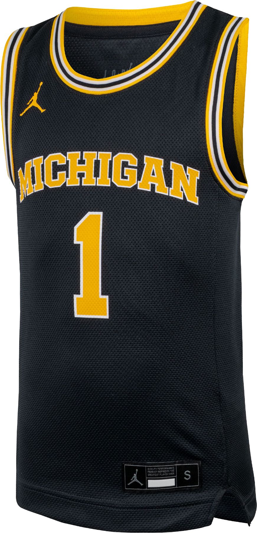 Jordan Youth Michigan Wolverines #1 Blue Replica Basketball Jersey