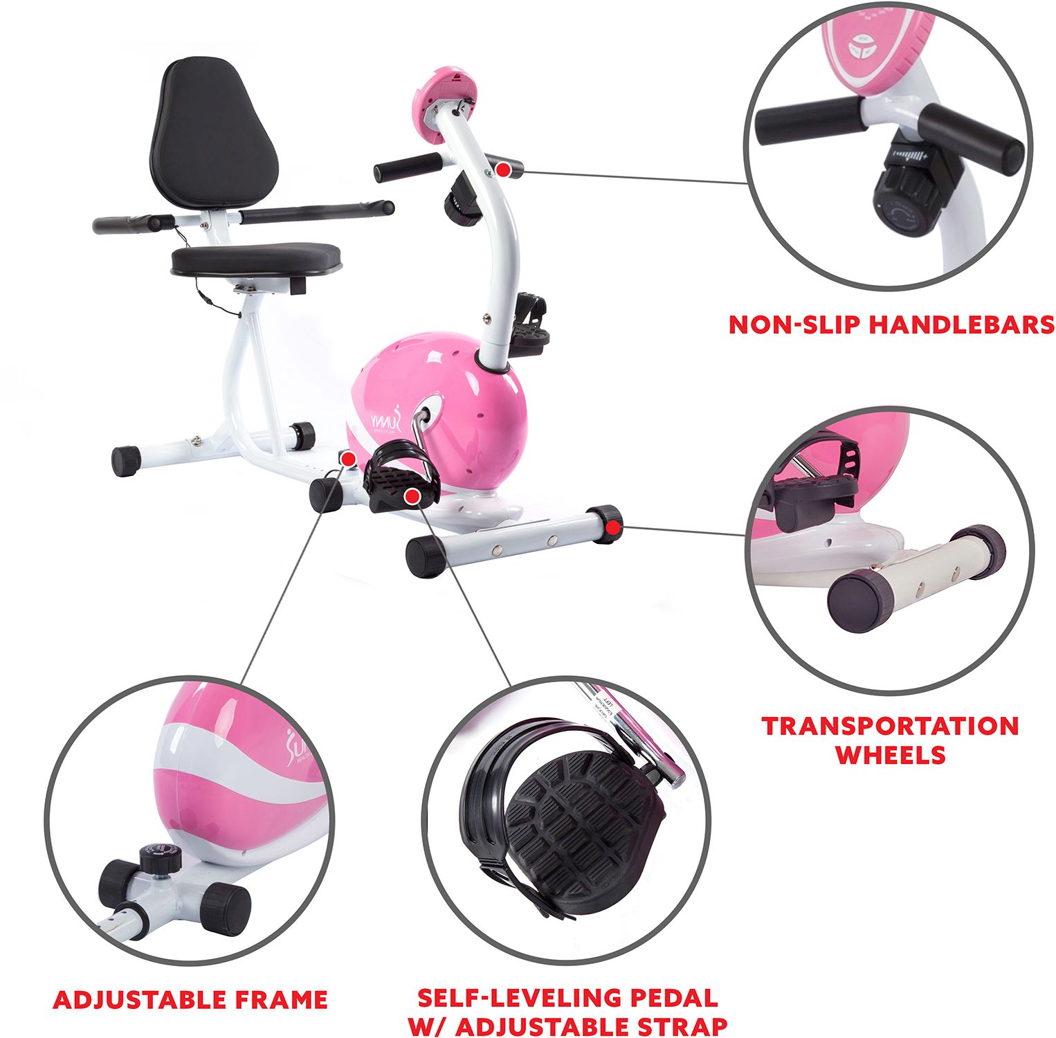 Sunny Health & Fitness P8150 Pink Indoor Cycling Bike product image