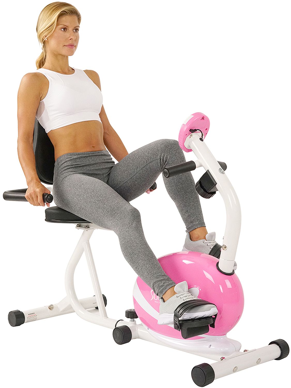 Sunny Health and Fitness Pink Magnetic Recumbent Bike product image