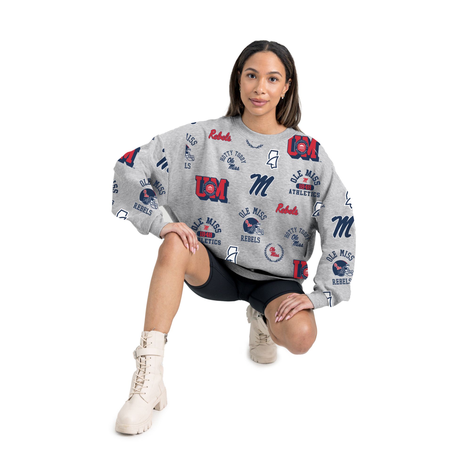 Gameday Couture Women's Ole Miss Rebels Grey Repeat Crewneck Sweatshirt product image