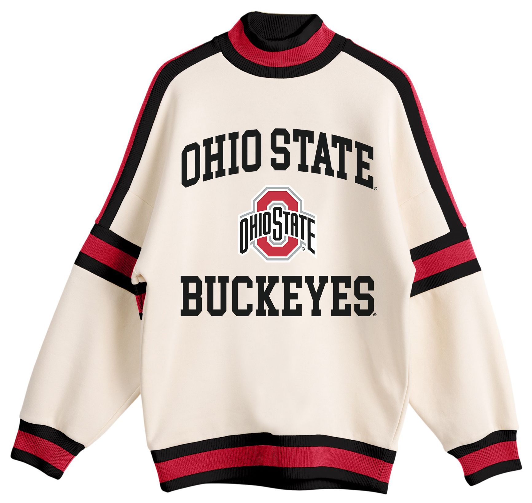 Gameday Couture Women's Ohio State Buckeyes White, Red, and Black Turtleneck Sweatshirt product image