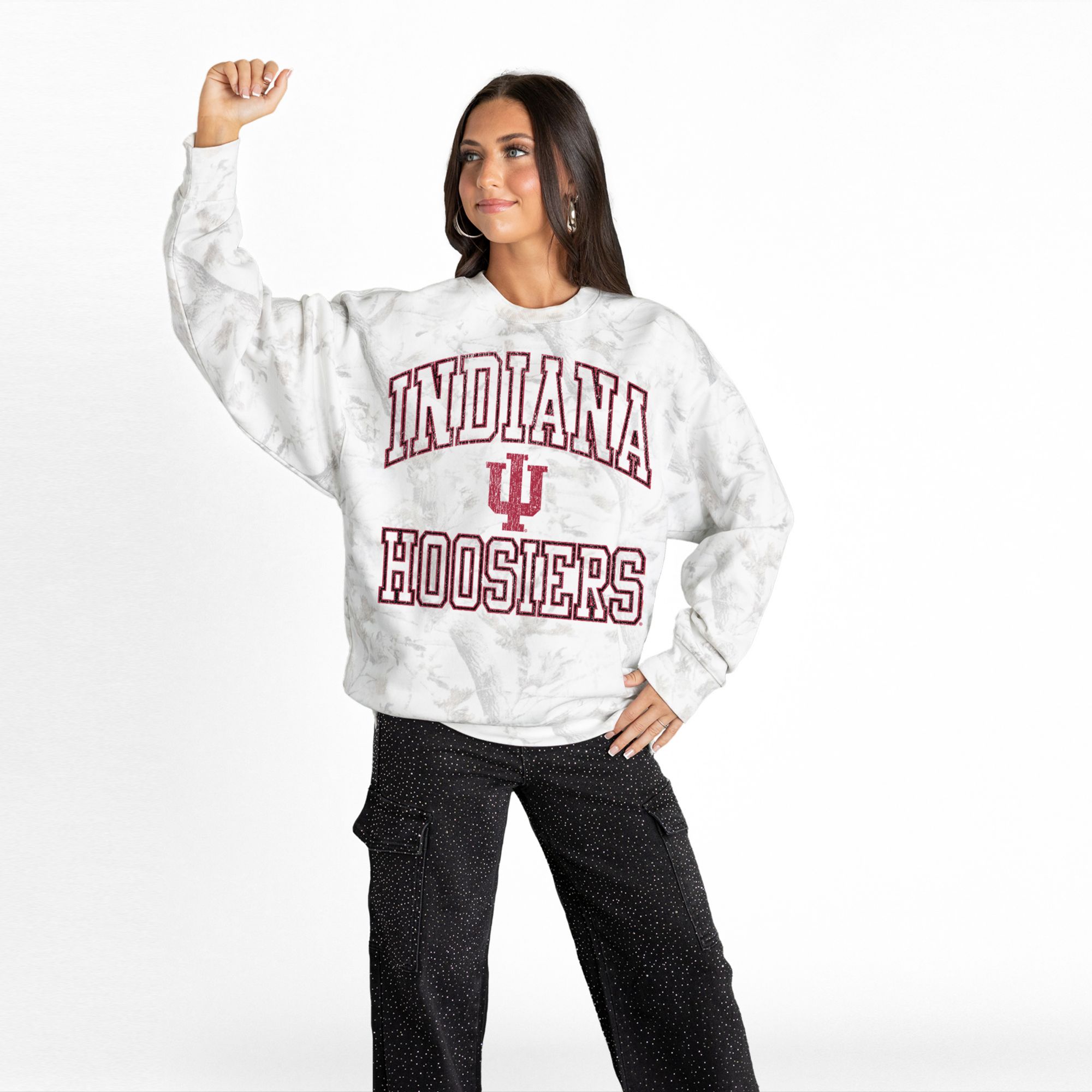 Gameday Couture Women's Indiana Hoosiers White Camo Crewneck Sweatshirt product image