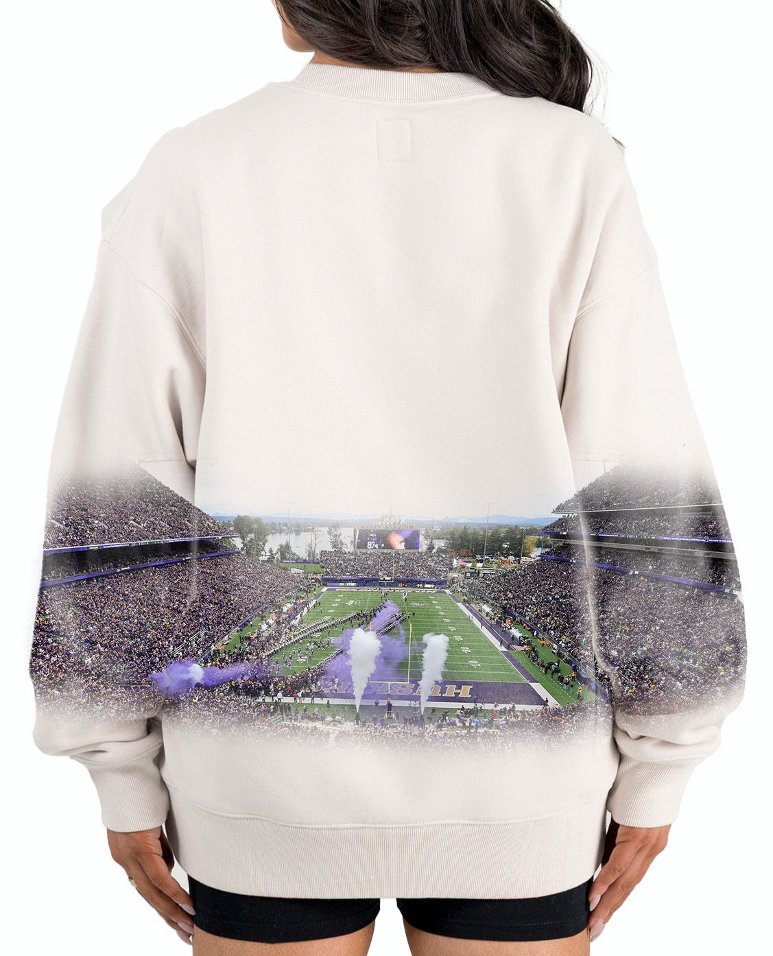 Gameday Couture Women's Washington Huskies Ivory Power Move Crew Pullover Sweatshirt product image