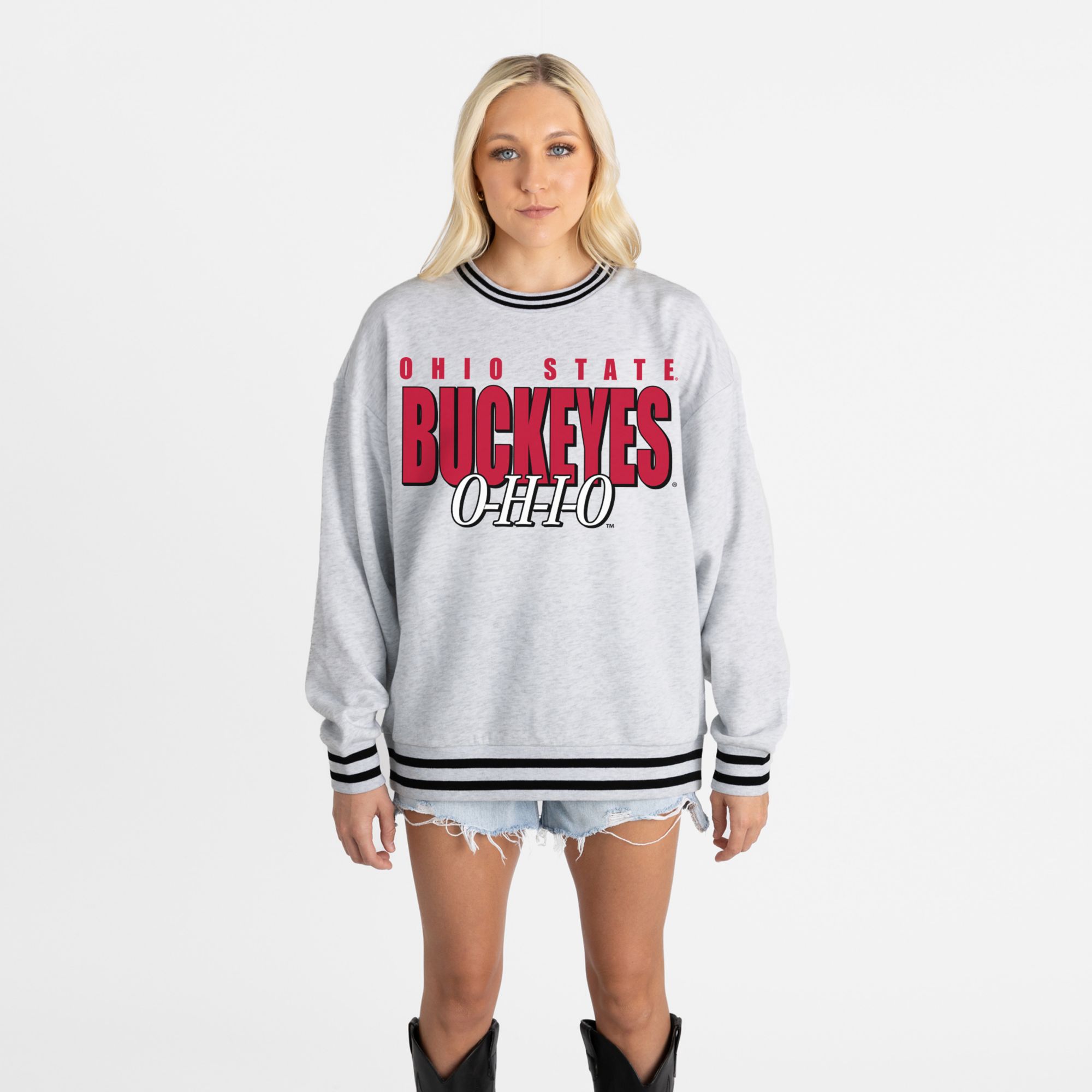 Gameday Couture Women's Ohio State Buckeyes White Ringer Crewneck Sweatshirt product image